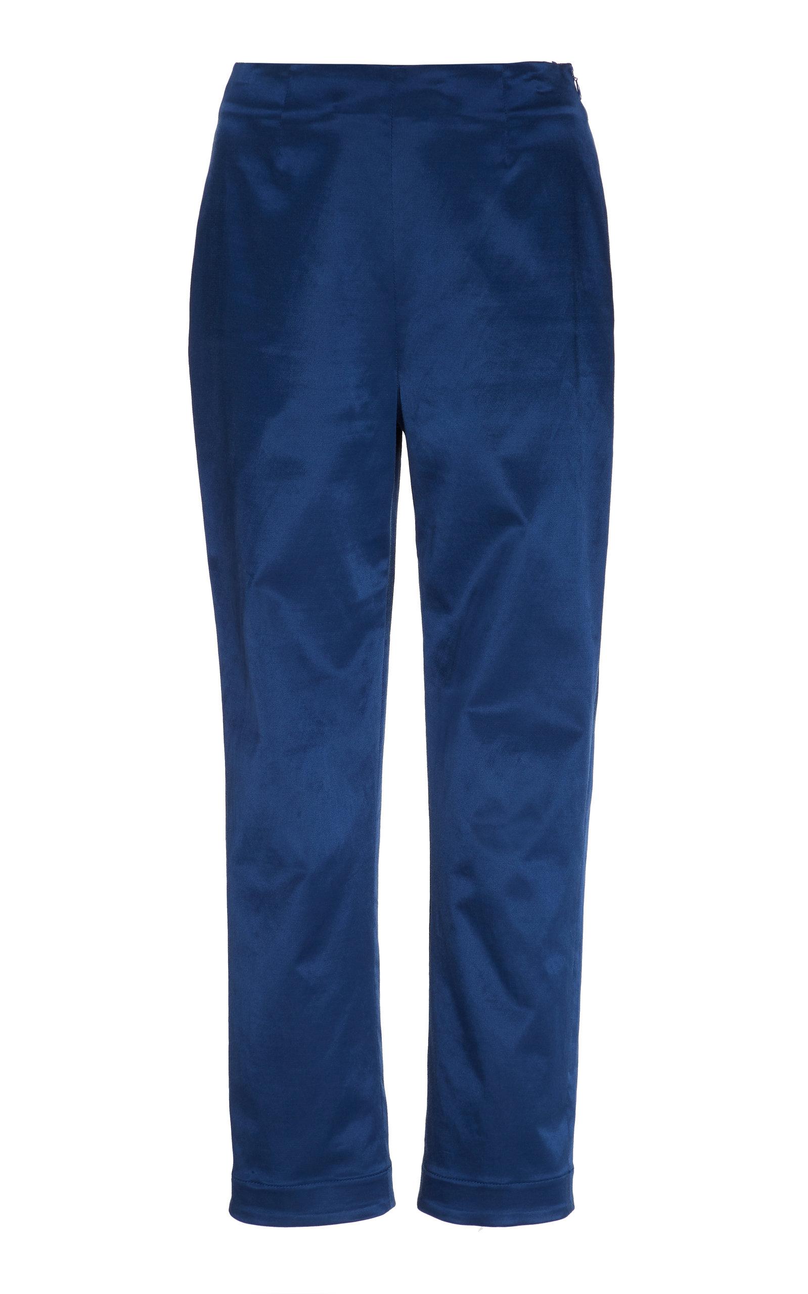 STAUD Synthetic Mikayel Cropped Satin Slim-leg Pants in Blue - Lyst