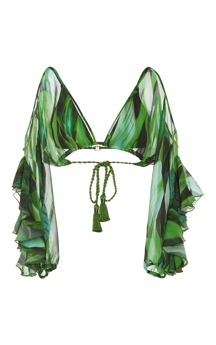 Agua de Coco Folhas Draped Bikini Top in Green | Lyst