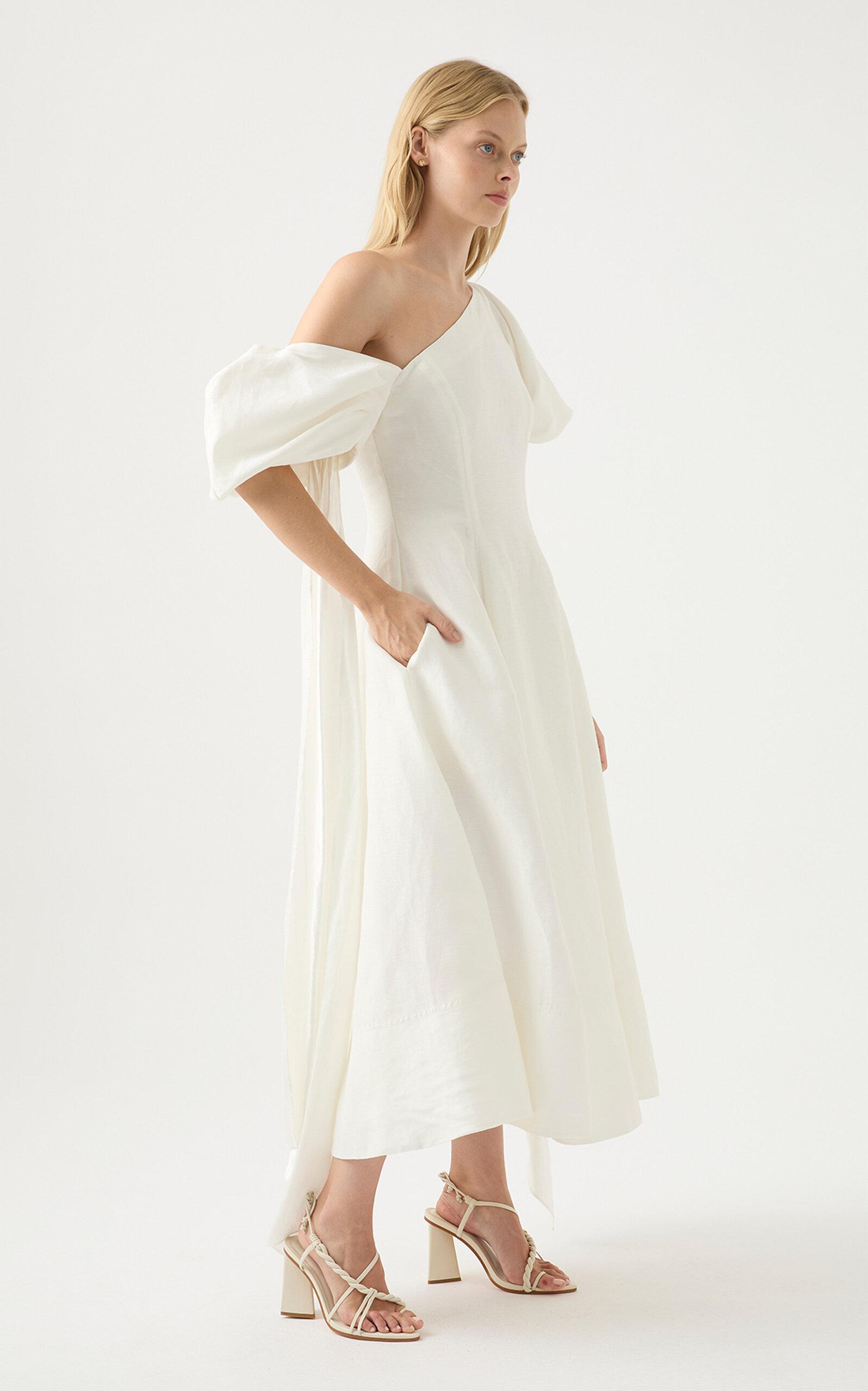 Aje. Arista Asymmetric Midi Dress in White | Lyst Aje. Arista Asymmetric Midi Dress in White | Lyst