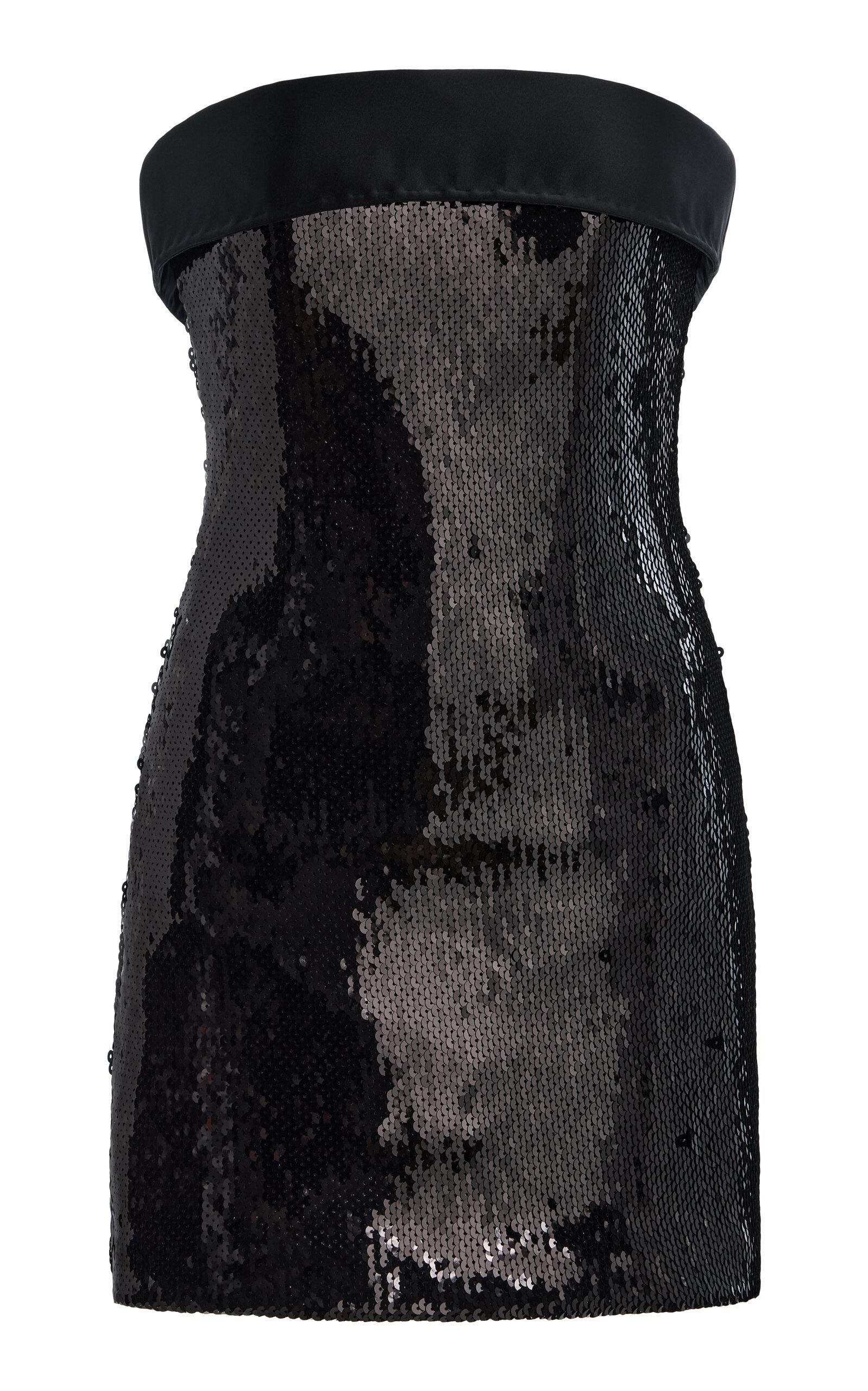 black sequin strapless mini dress Glamorous Black Sequin Mini Dress with Corset Style main image 1