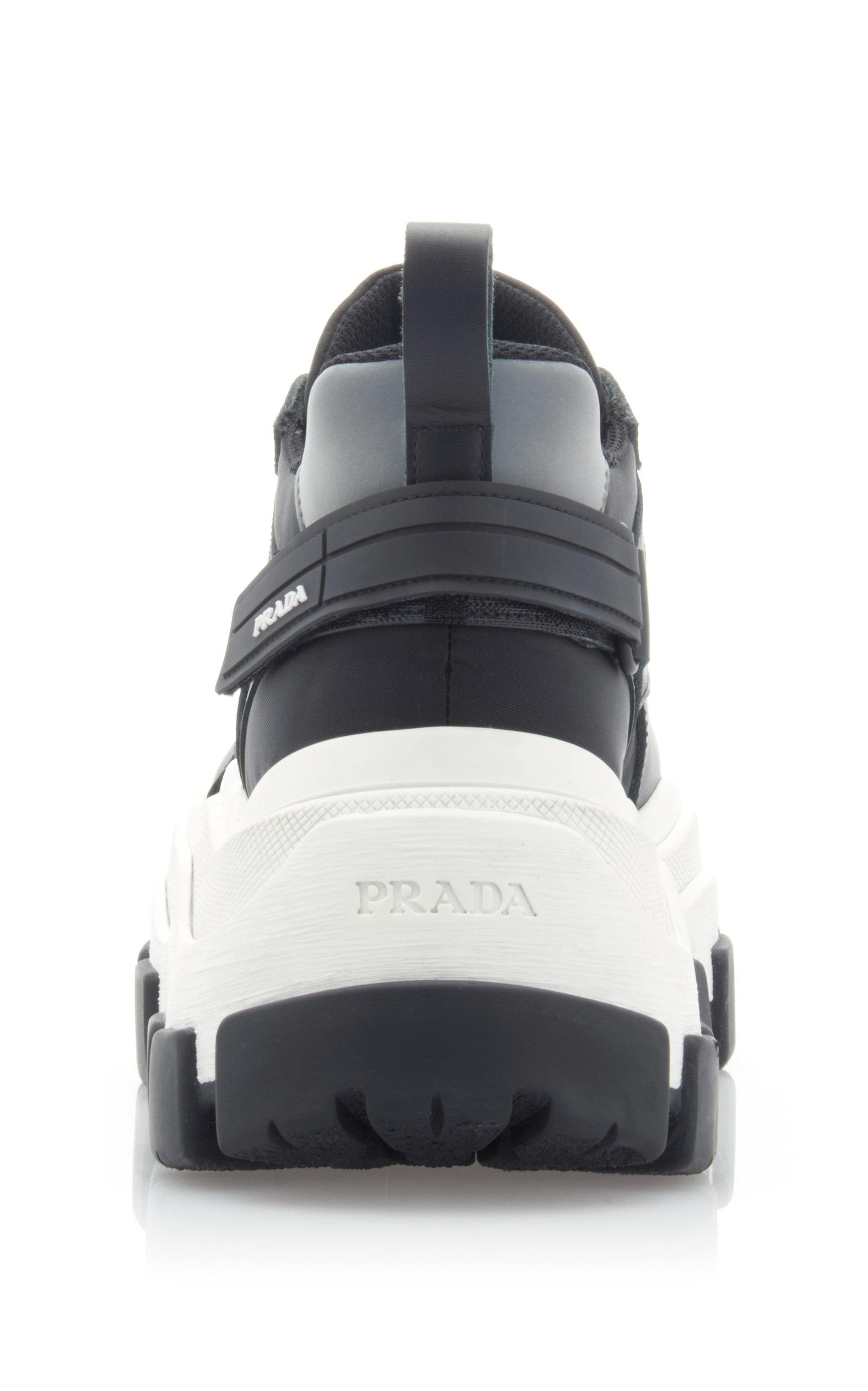 prada leather sneakers with rubber trim