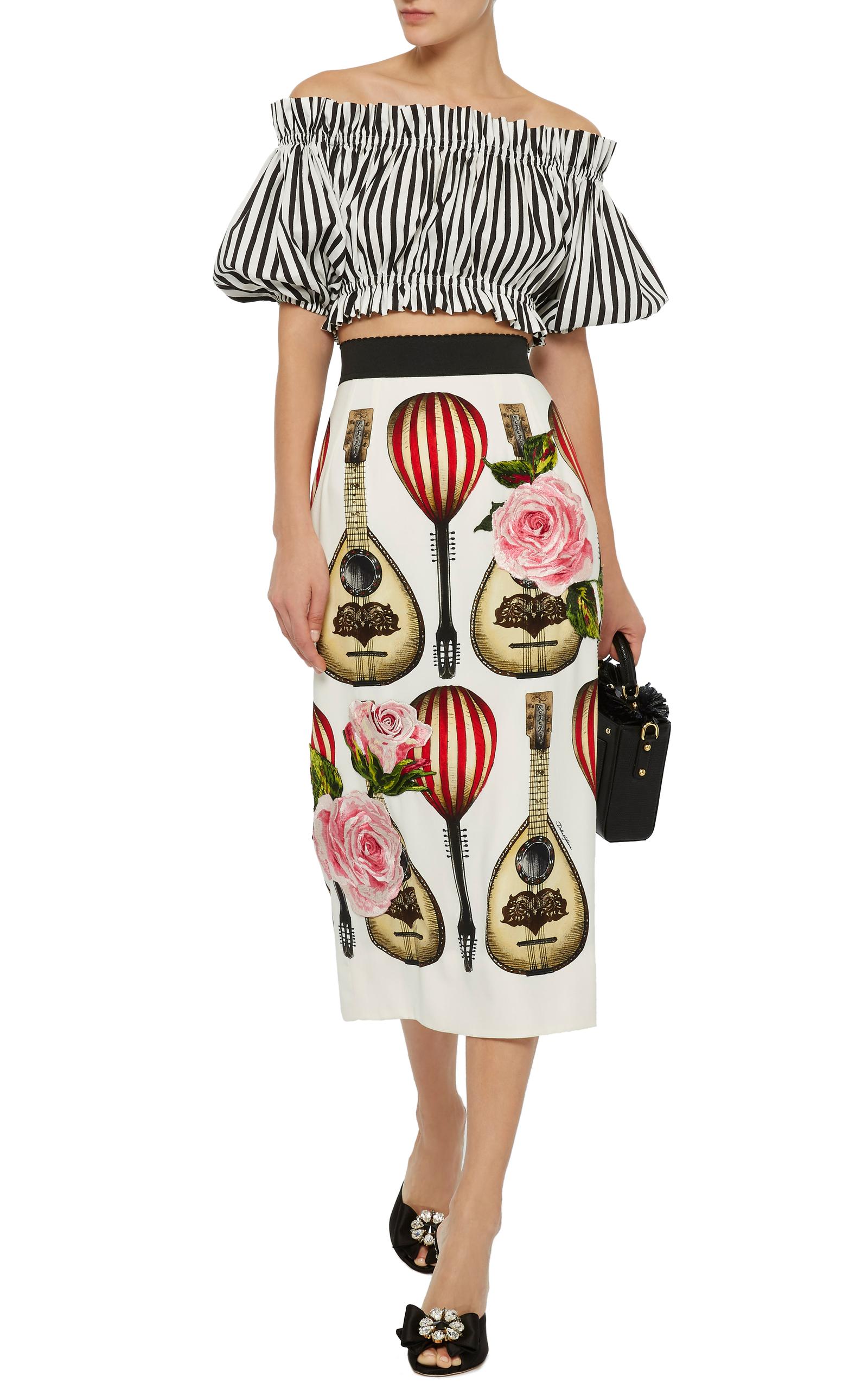 Dolce & Gabbana Silk Mandolin Print Pencil Skirt - Lyst