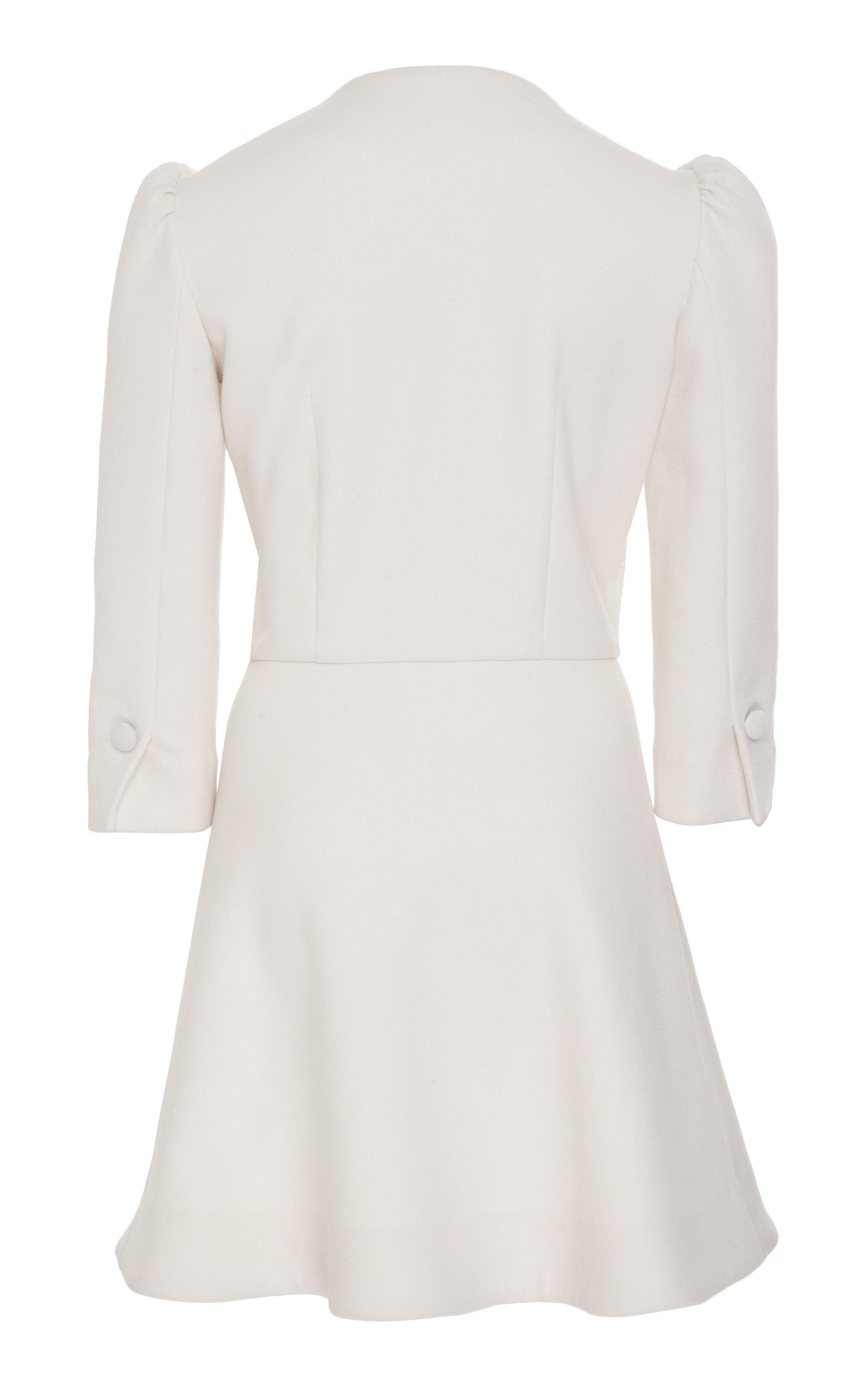 Lein Wool Button Front Mini Dress in White - Lyst