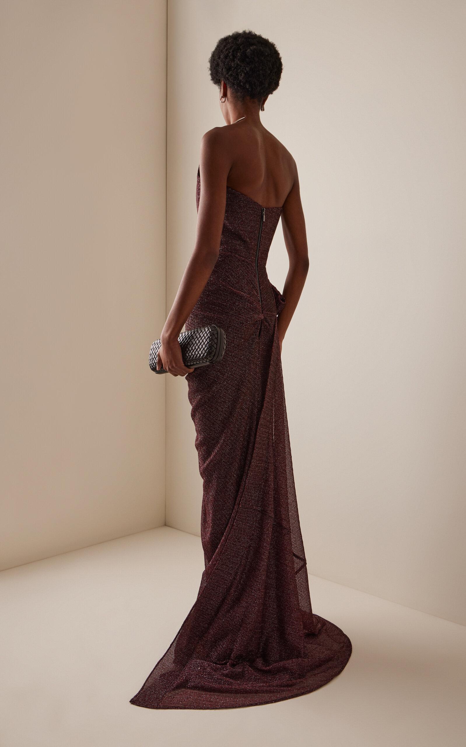 Maticevski Lexicon Draped Metallic-Knit Gown in Brown | Lyst Australia