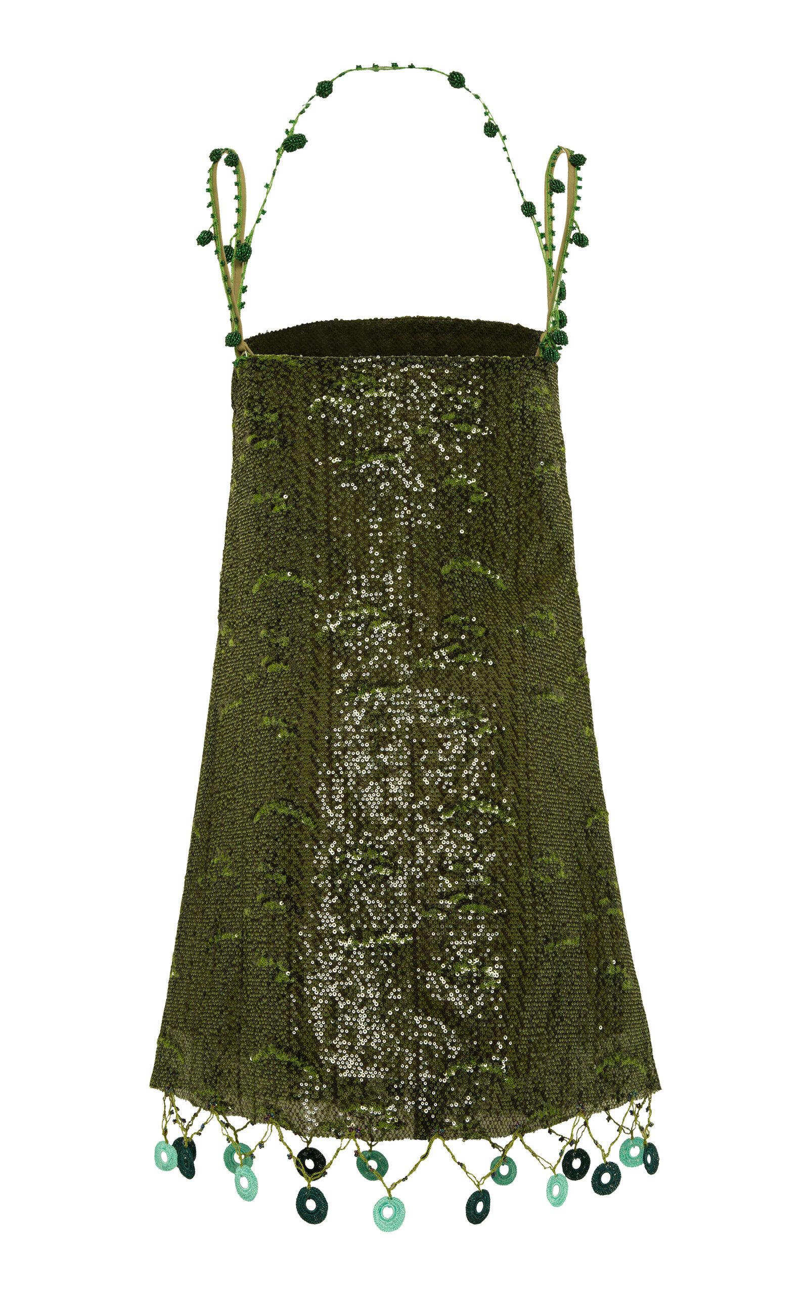 siedres green dress LUSTINA - Open-back sequin mini dress by SIEDRÉS