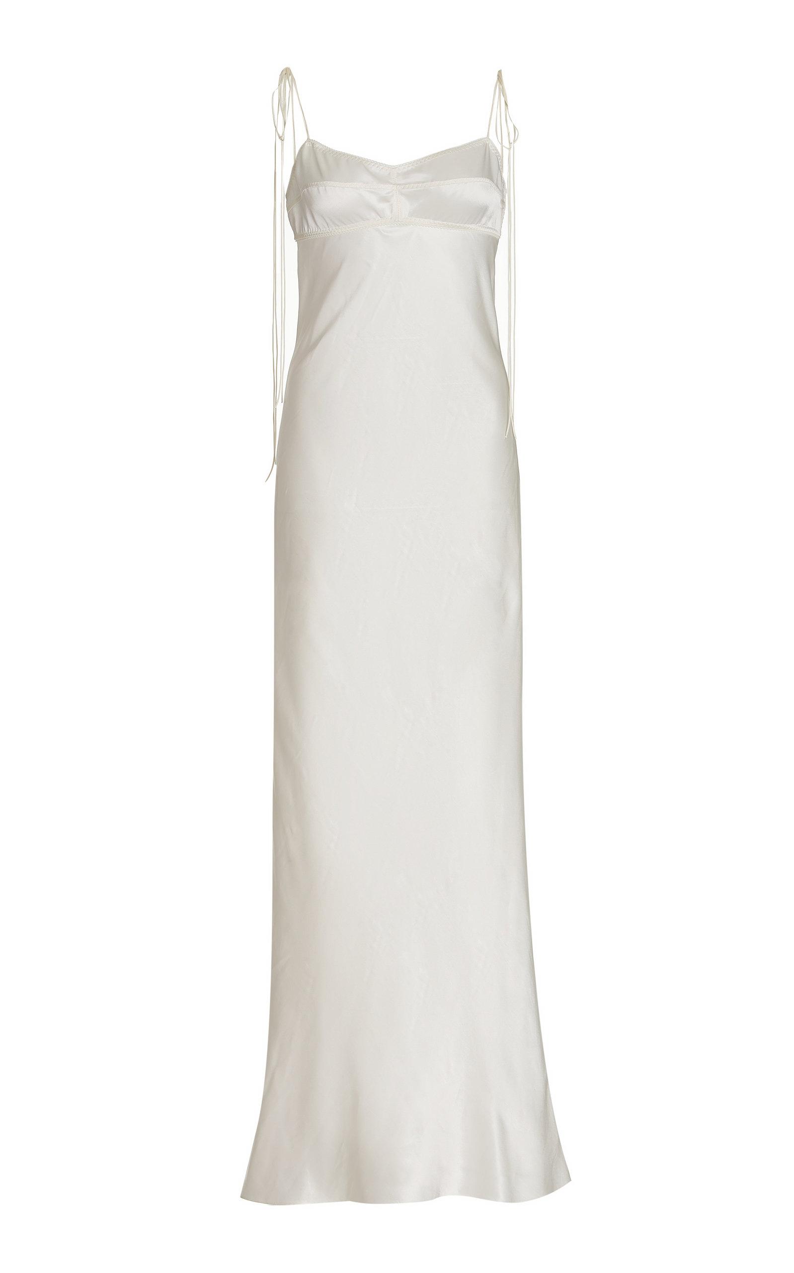 Anna October Paris Open-back Satin Maxi Slip Dress in White | Lyst UK