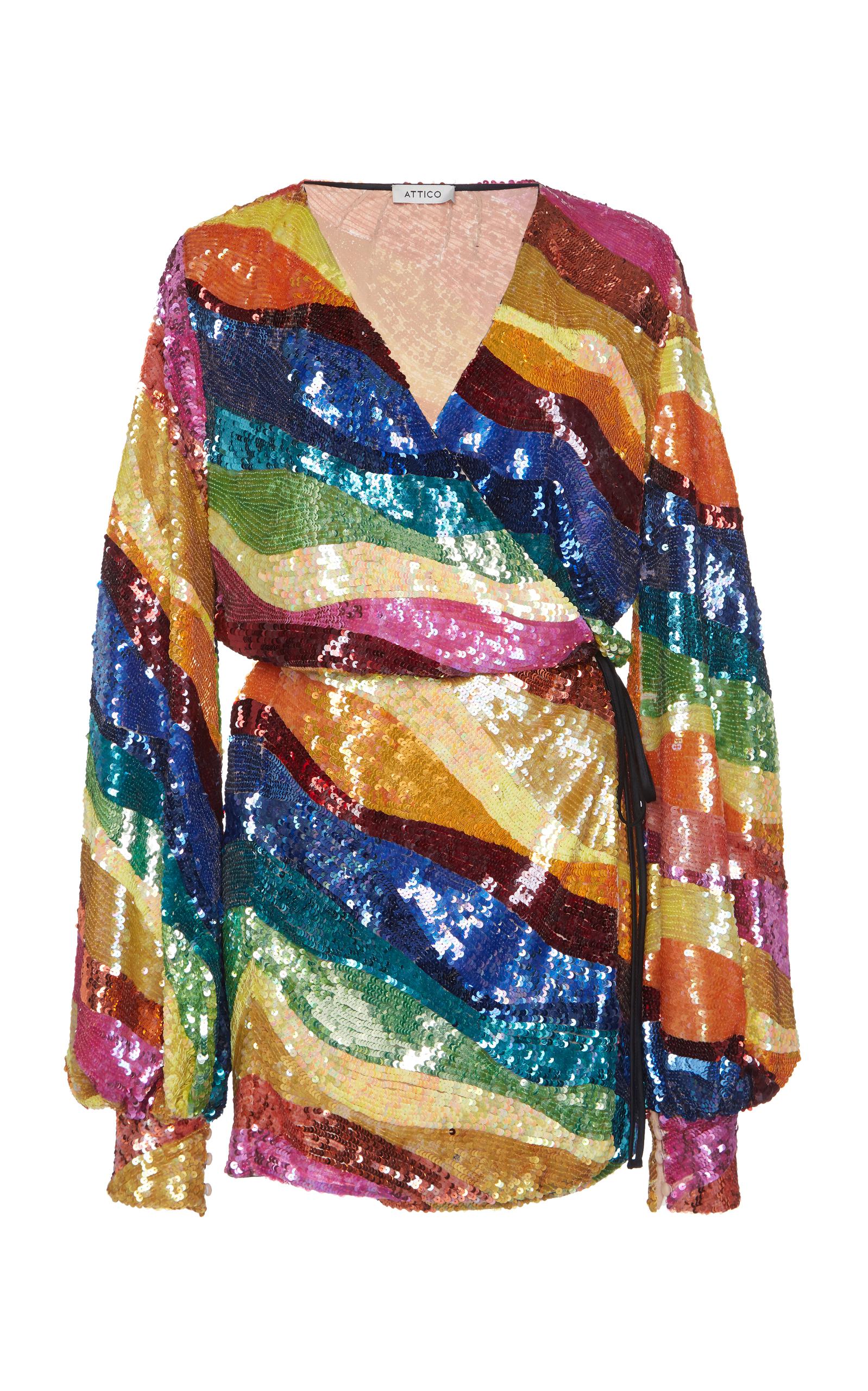 attico rainbow sequin dress