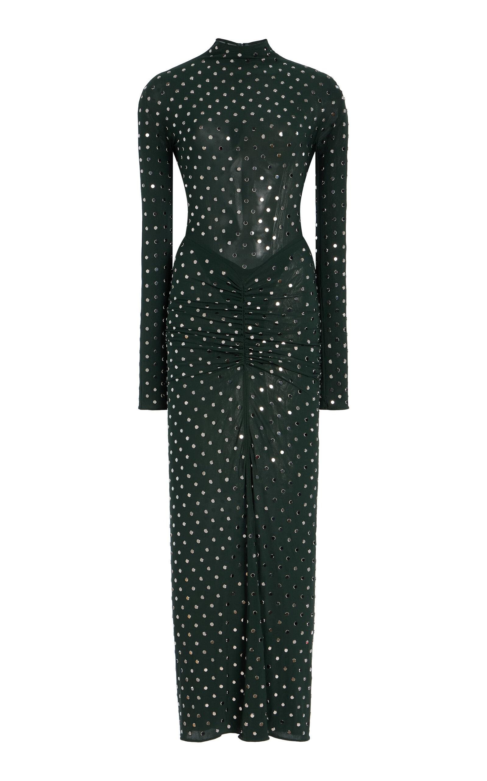Alaa Ruched Crystal Jersey Maxi Dress in Green | Lyst Alaa Ruched Crystal Jersey Maxi Dress in Green | Lyst