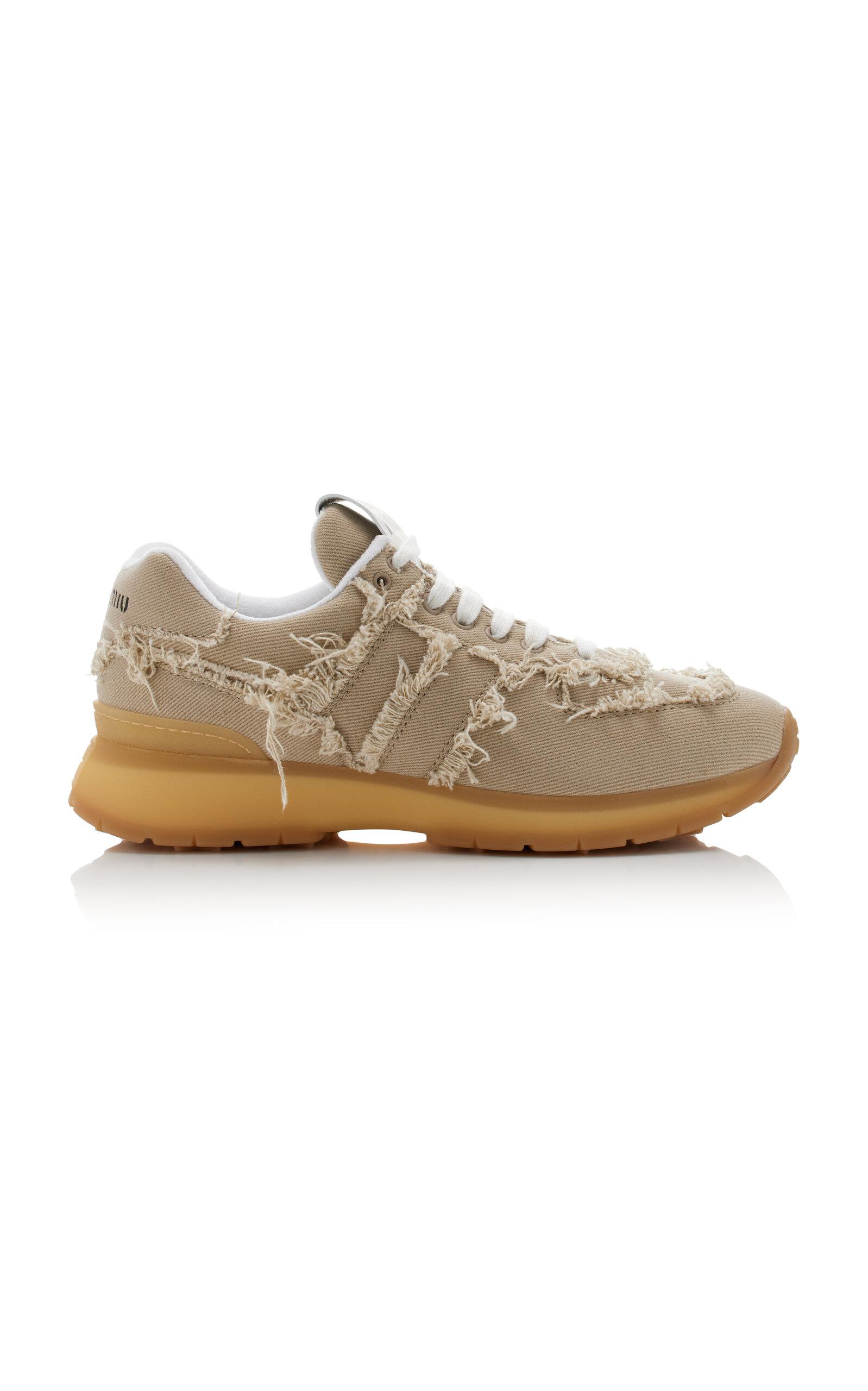 スニーカー MIU MIIU 5T385E_CSL_F0304 WASHED DENIM HIGT TOP SNEAKERS Miu Miu washed-denim Sneakers | Neutrals | FARFETCH