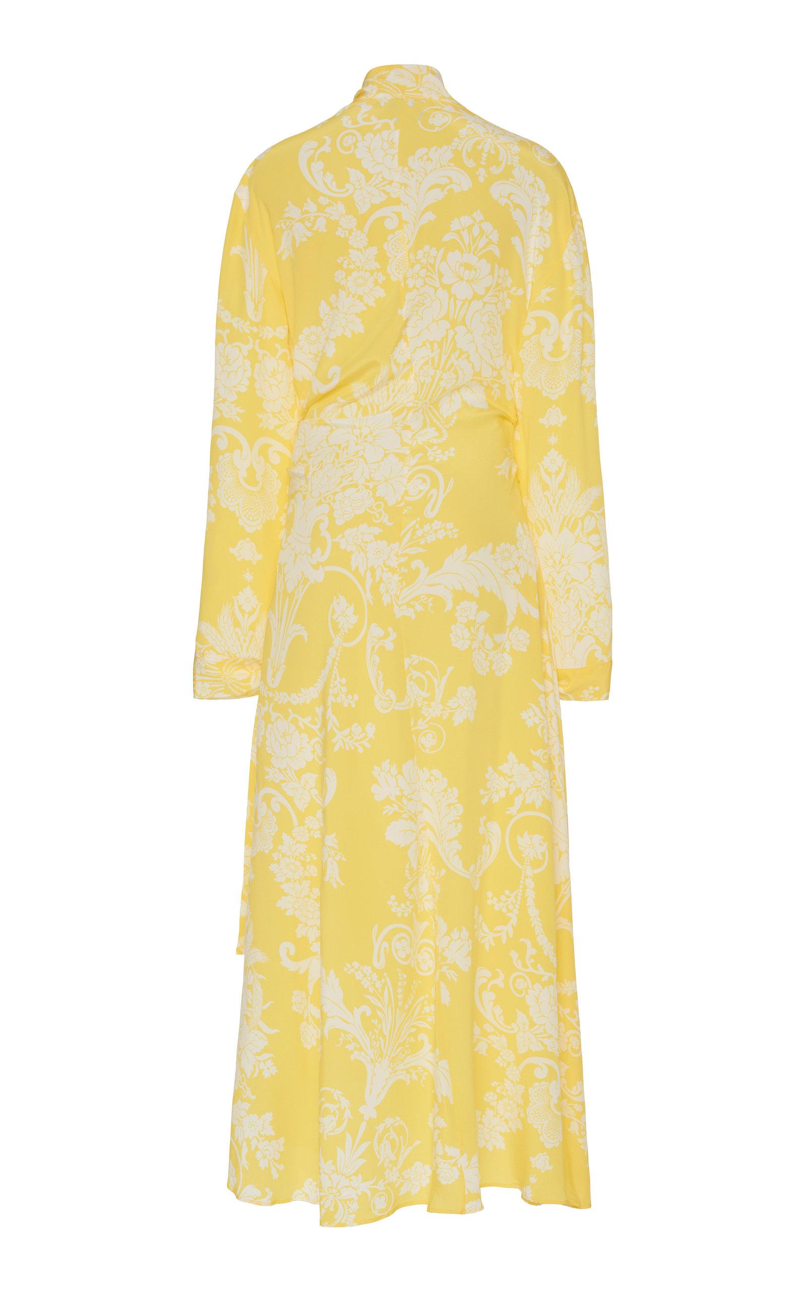 Acne Studios Danouck Tie-detailed Silk Midi Dress in Yellow | Lyst