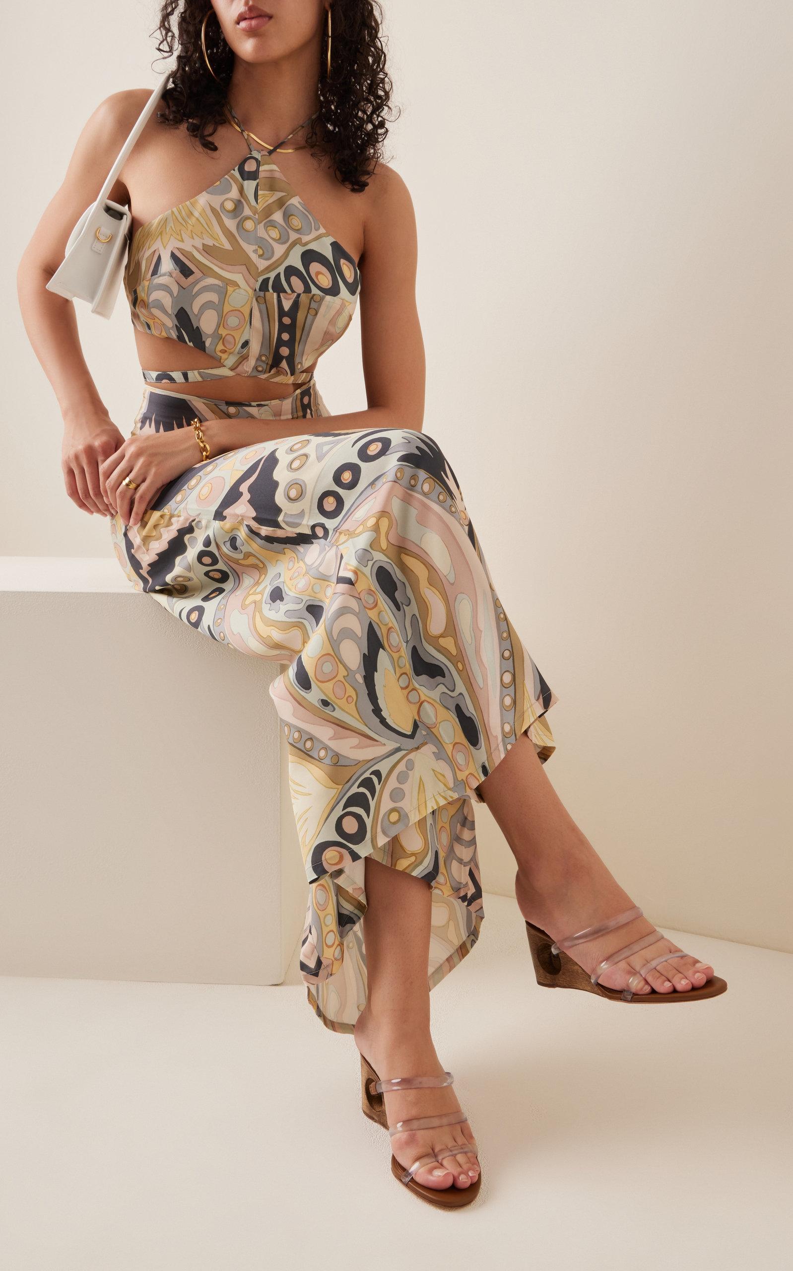 Cult Gaia Merced Pvc Wedge Sandals in Natural | Lyst