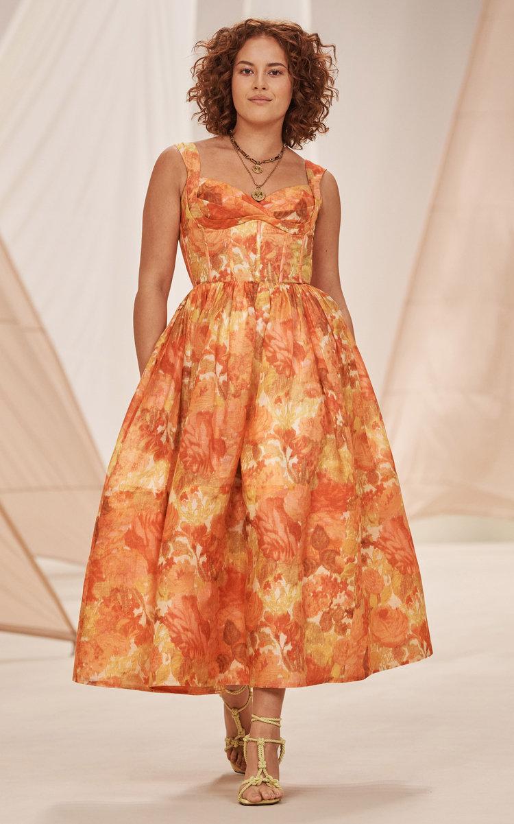 chinese dress ladies Zimmermann High Tide Open-back Ruffled Floral-print