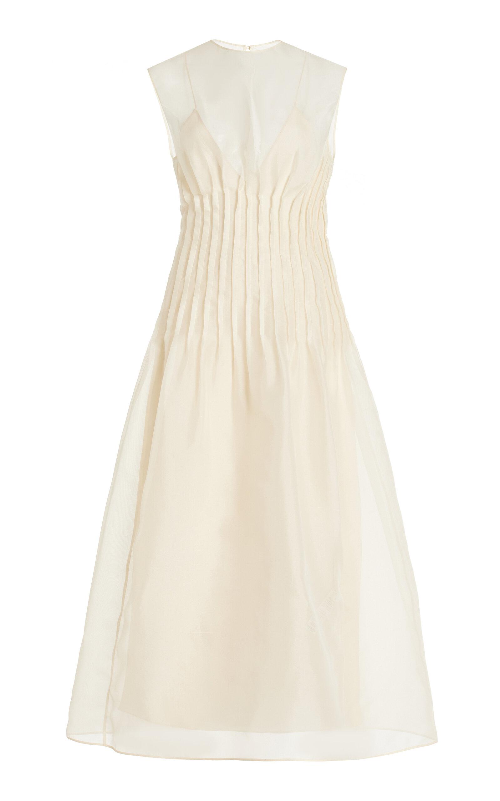 KHAITE Wes Pleated Silk Maxi Dress in White | Lyst KHAITE Wes Pleated Silk Maxi Dress in White | Lyst