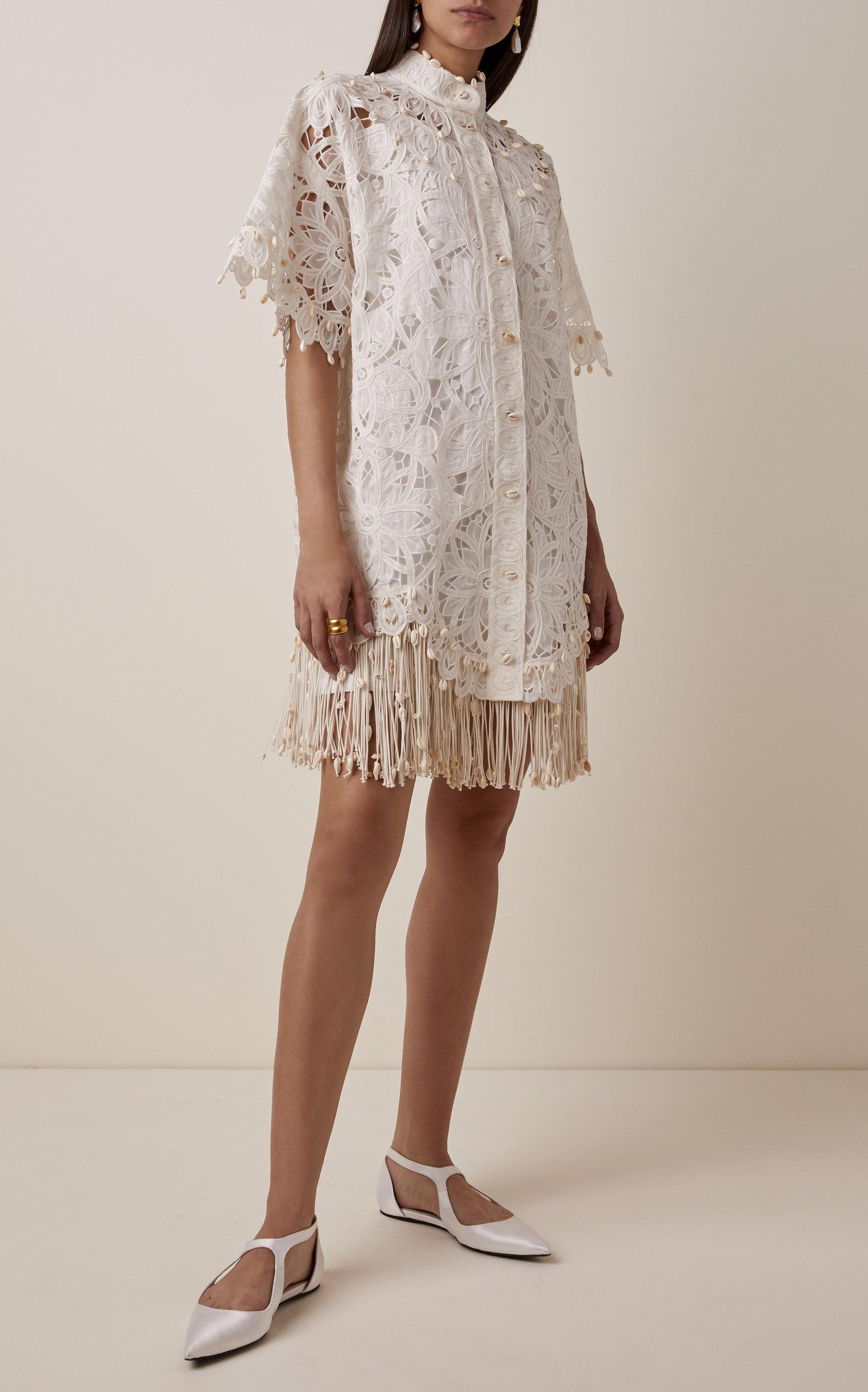 Zimmermann Lace Wavelength Shirt Dress in White - Lyst
