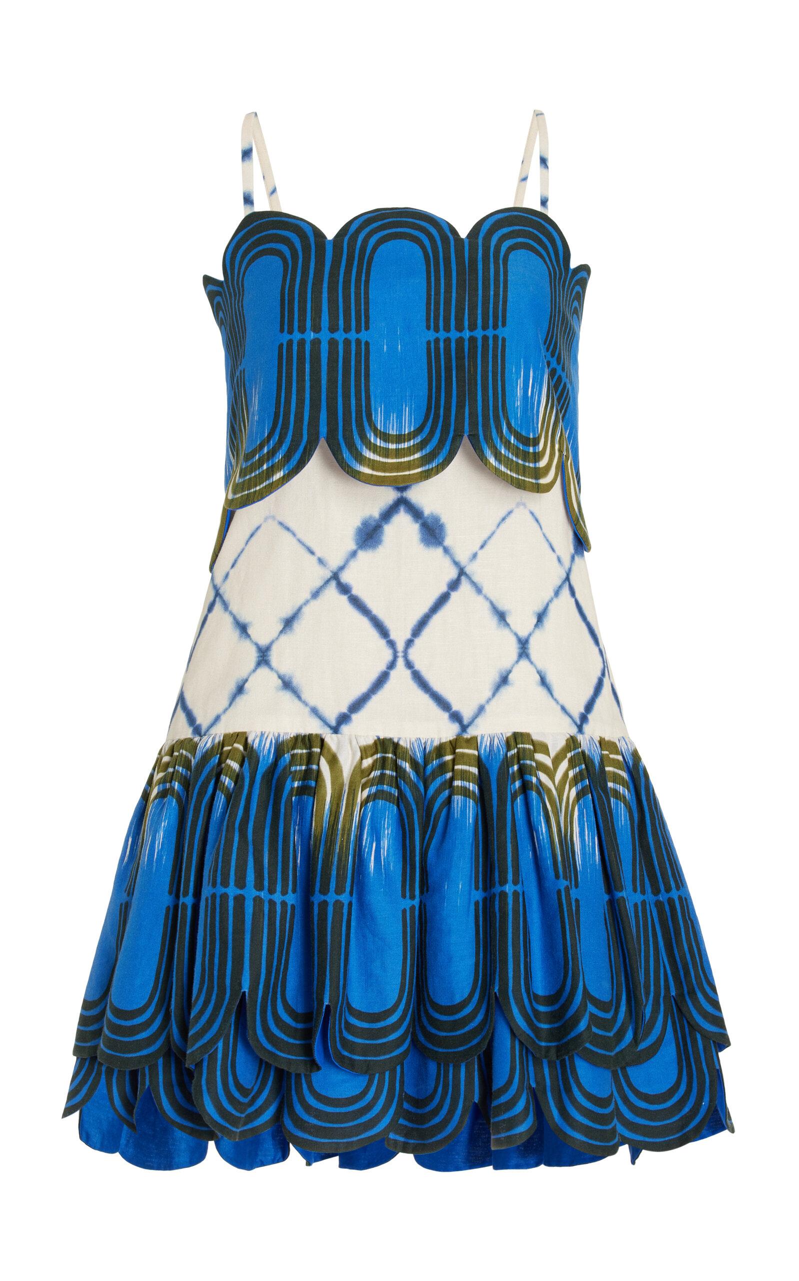 Alexis Bettina Linen-cotton Mini Dress in Blue | Lyst