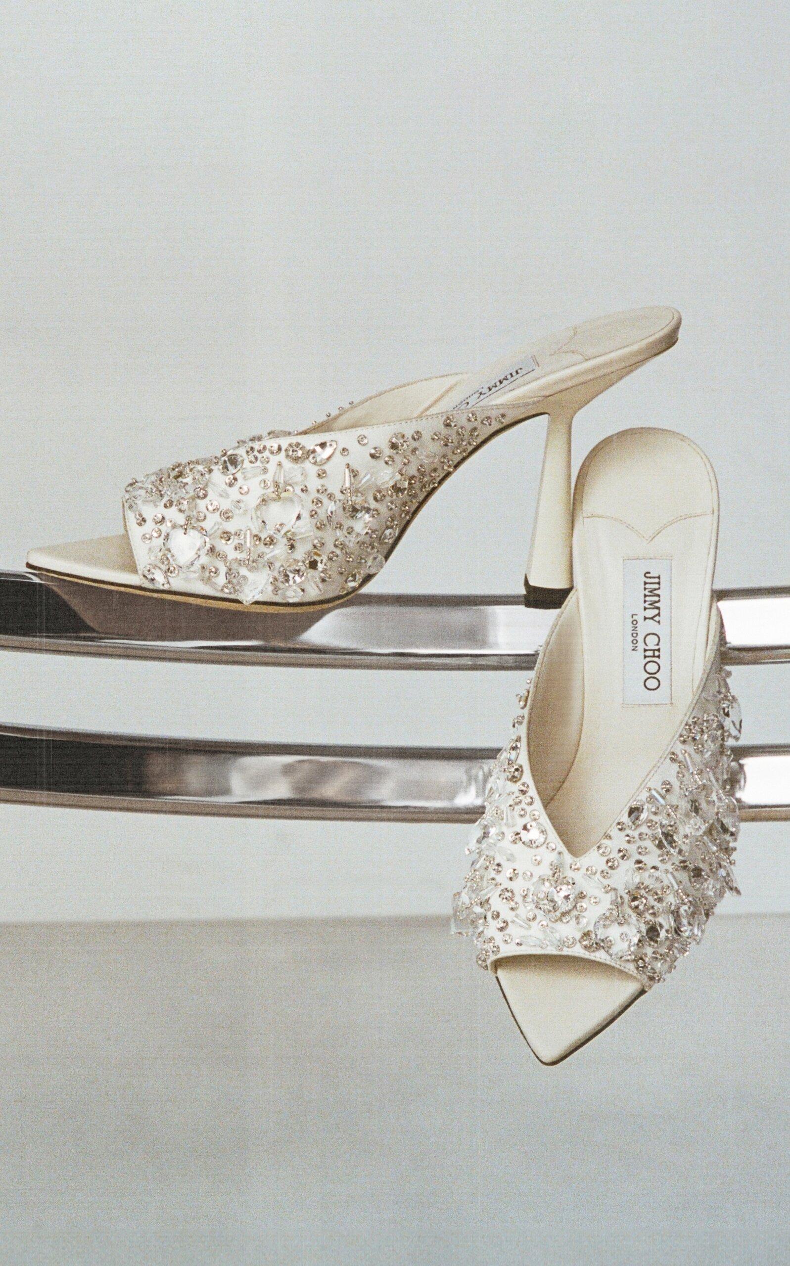 JIMMY CHOO Maryanne Mule 100 サテン クリスタル ミュール Maryanne Mule 100 | Ivory Satin Crystal Sandals | JIMMY CHOO