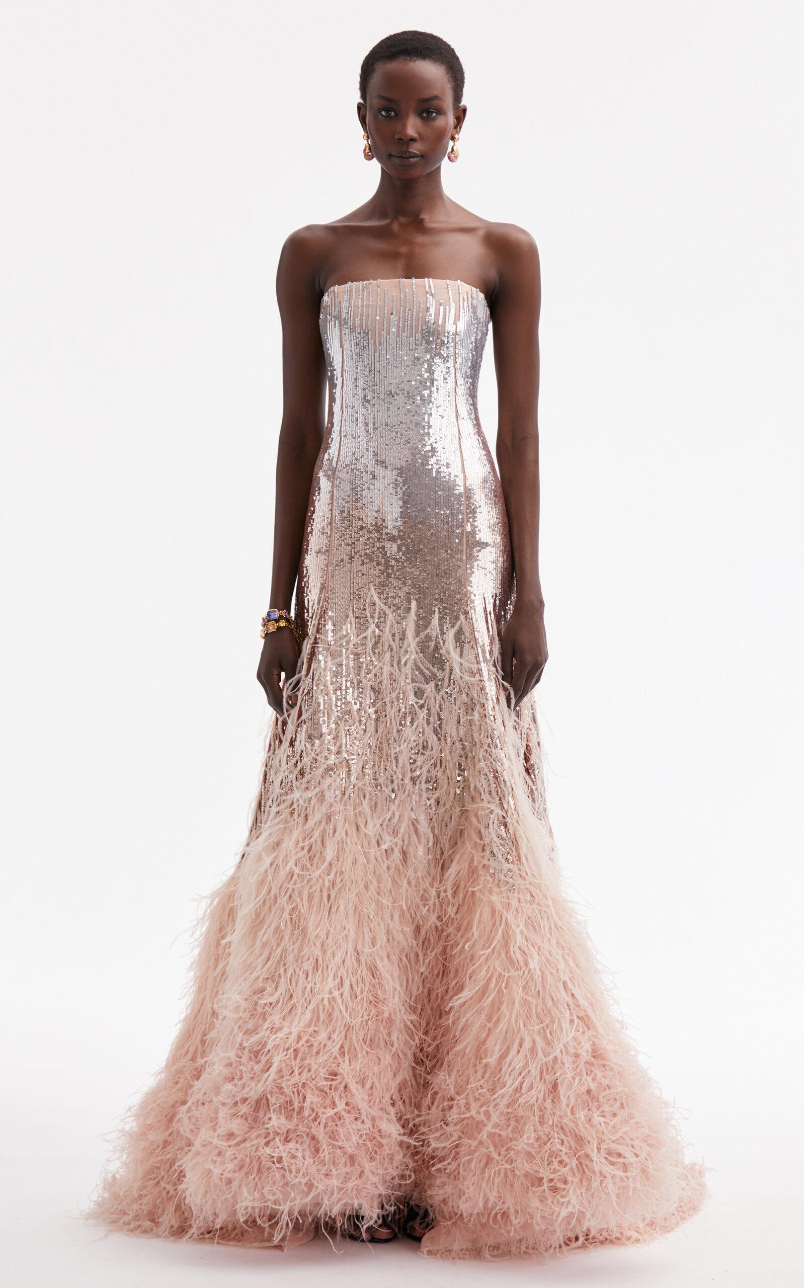 Oscar De La Renta Pink Feather Dress Oscar De La Renta Feathered Silk Gown In Pink Lyst Oscar De La Renta Pink Feather Dress Oscar De La Renta Feathered Silk Gown In Pink Lyst