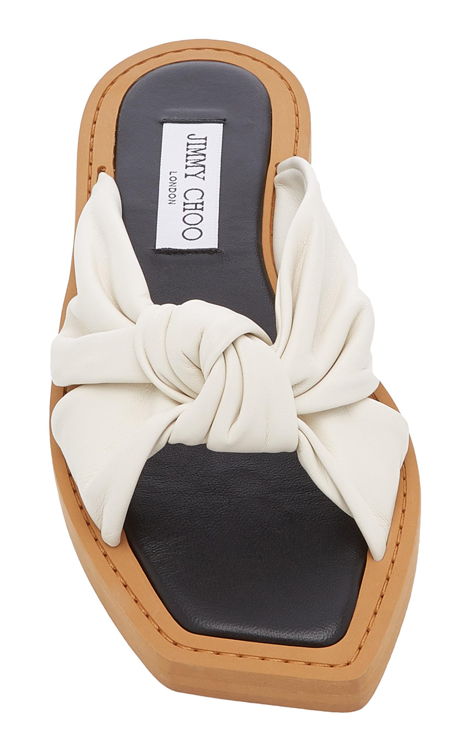 Jimmy Choo Tropica Knotted Leather Sandals in White | Lyst