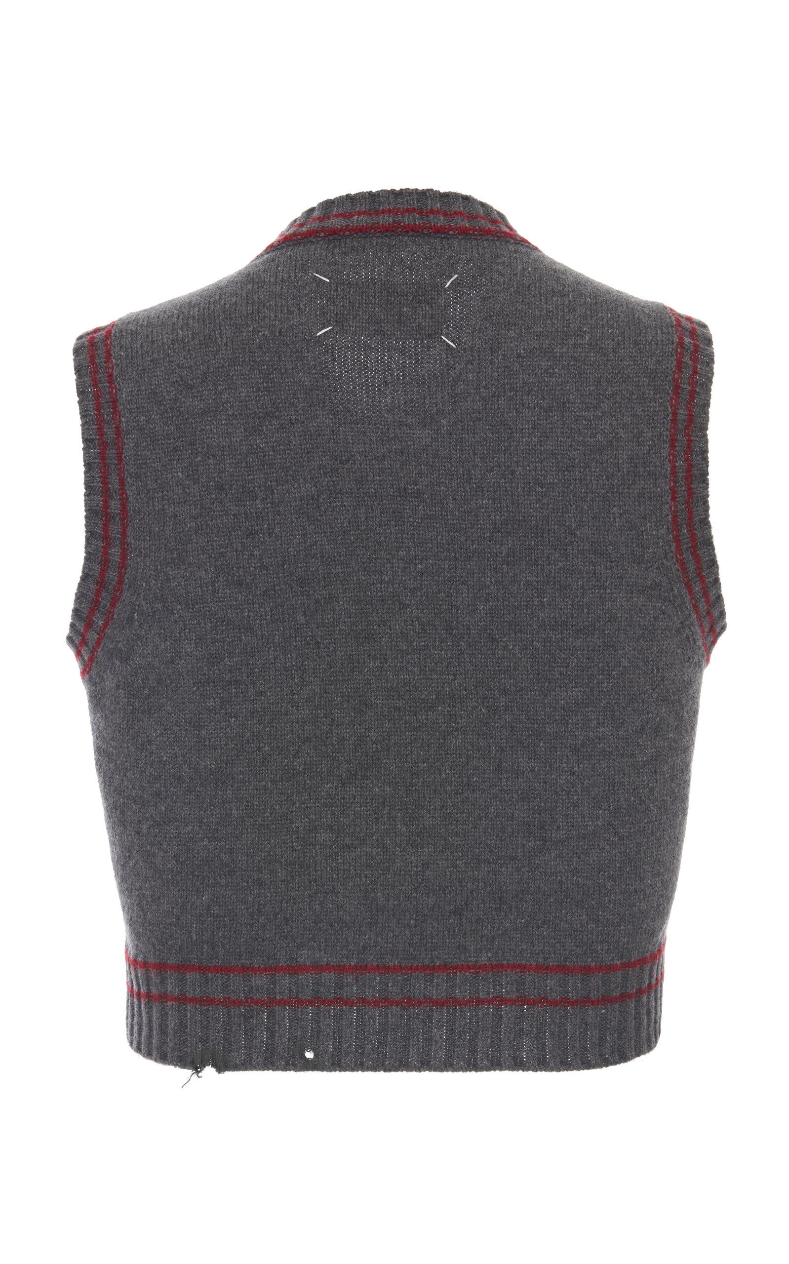 Maison Margiela Distressed Wool-blend Vest in Grey (Gray) - Lyst