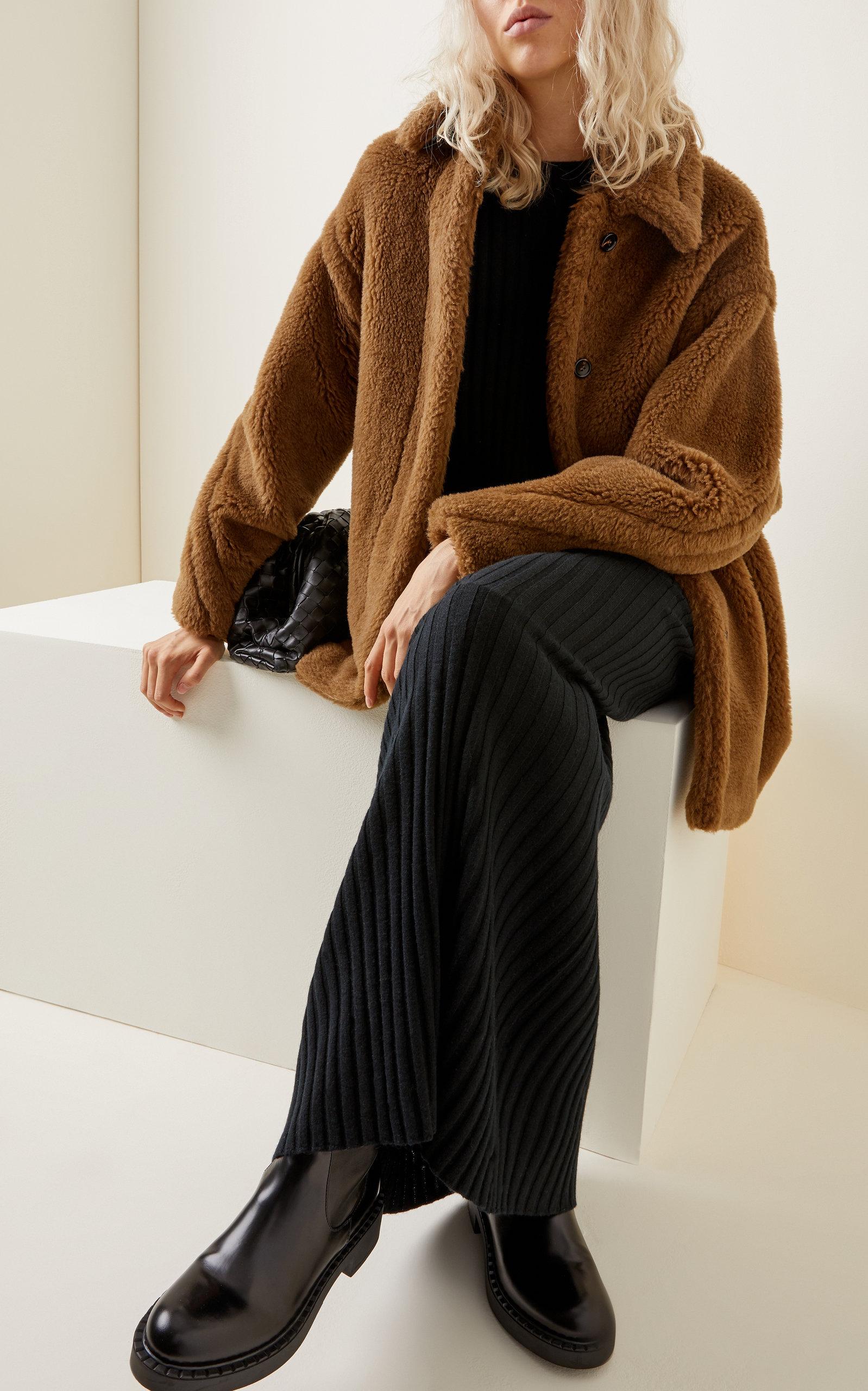 Max Mara Viale Alpaca, Wool, And Silk Teddy Coat in Brown - Lyst