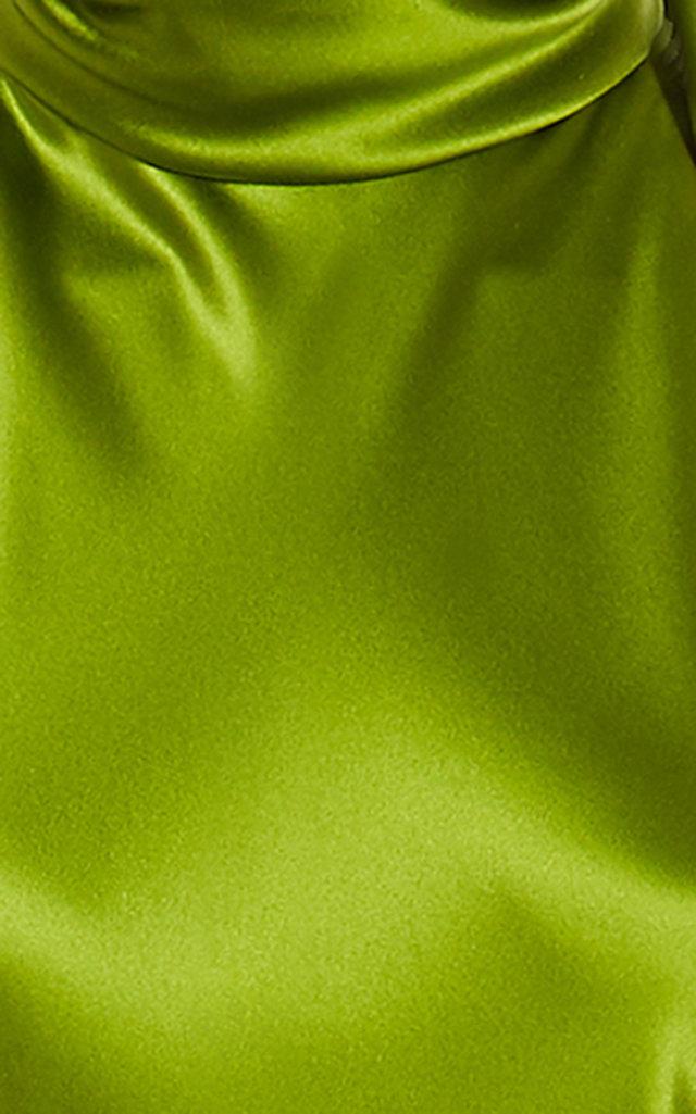 Brandon Maxwell Silk-satin Halterneck Gown in Green | Lyst