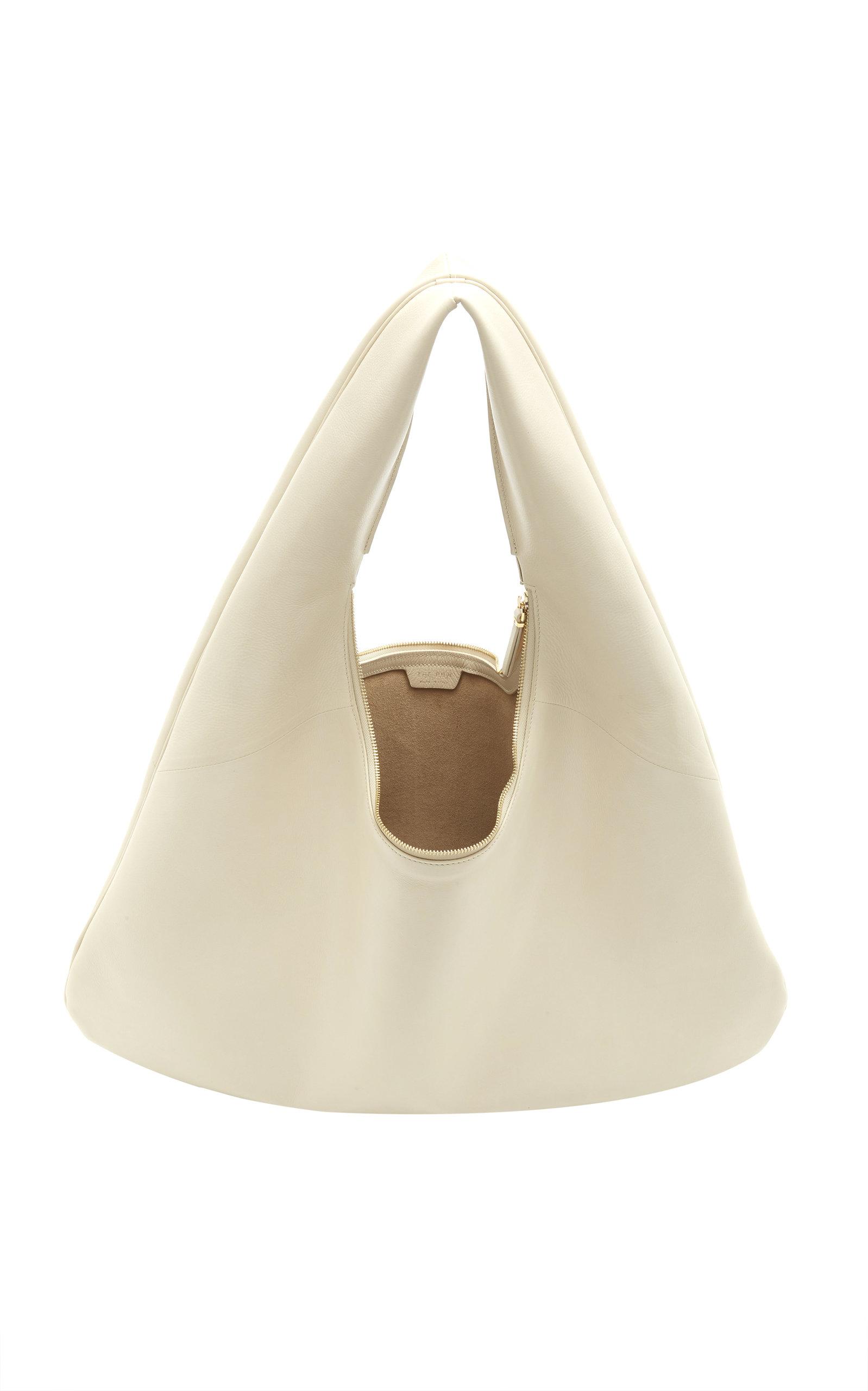 The Row Portfolio Medium Leather Shoulder Bag in White