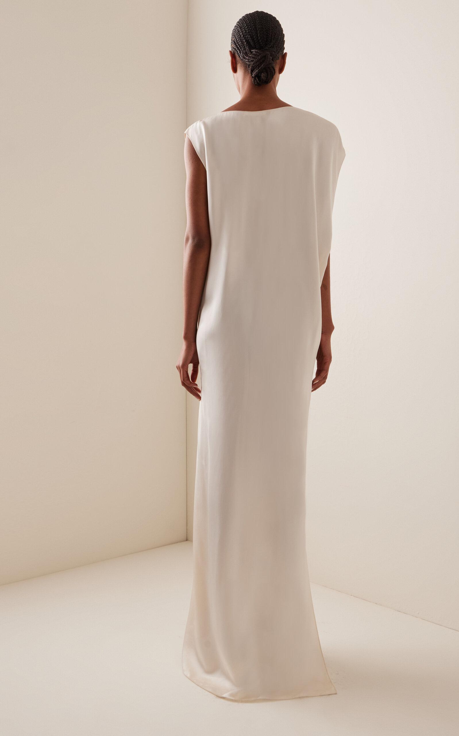 The Row Esmee Draped Jersey Crepe Maxi Dress in White | Lyst