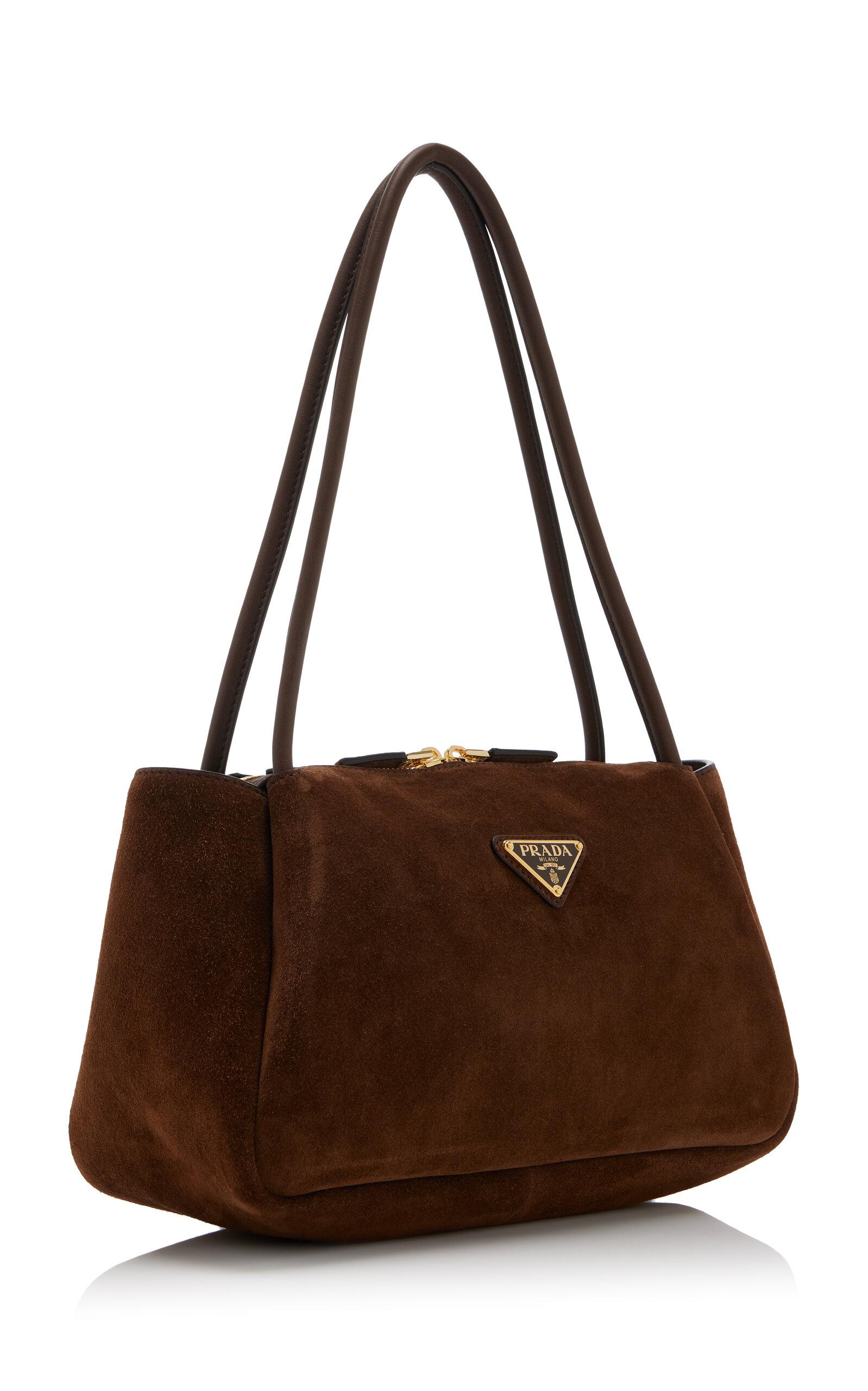 Prada Medium Suede Shoulder Bag in Brown | Lyst Prada Medium Suede Shoulder Bag in Brown | Lyst