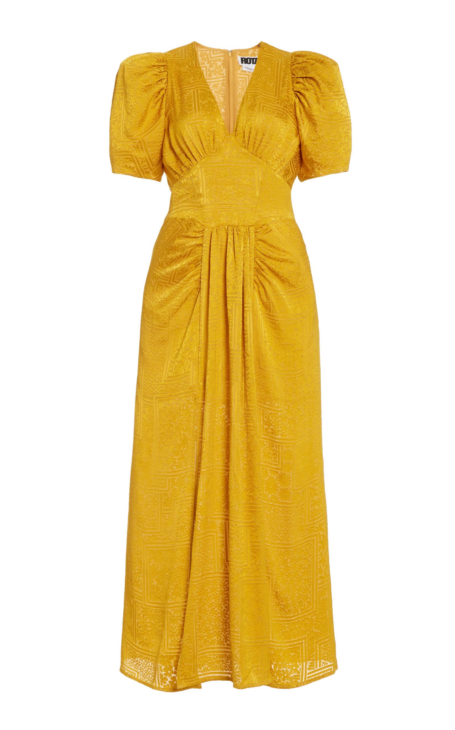 ROTATE BIRGER CHRISTENSEN Alma Puff Sleeve Broderie Midi Dress in