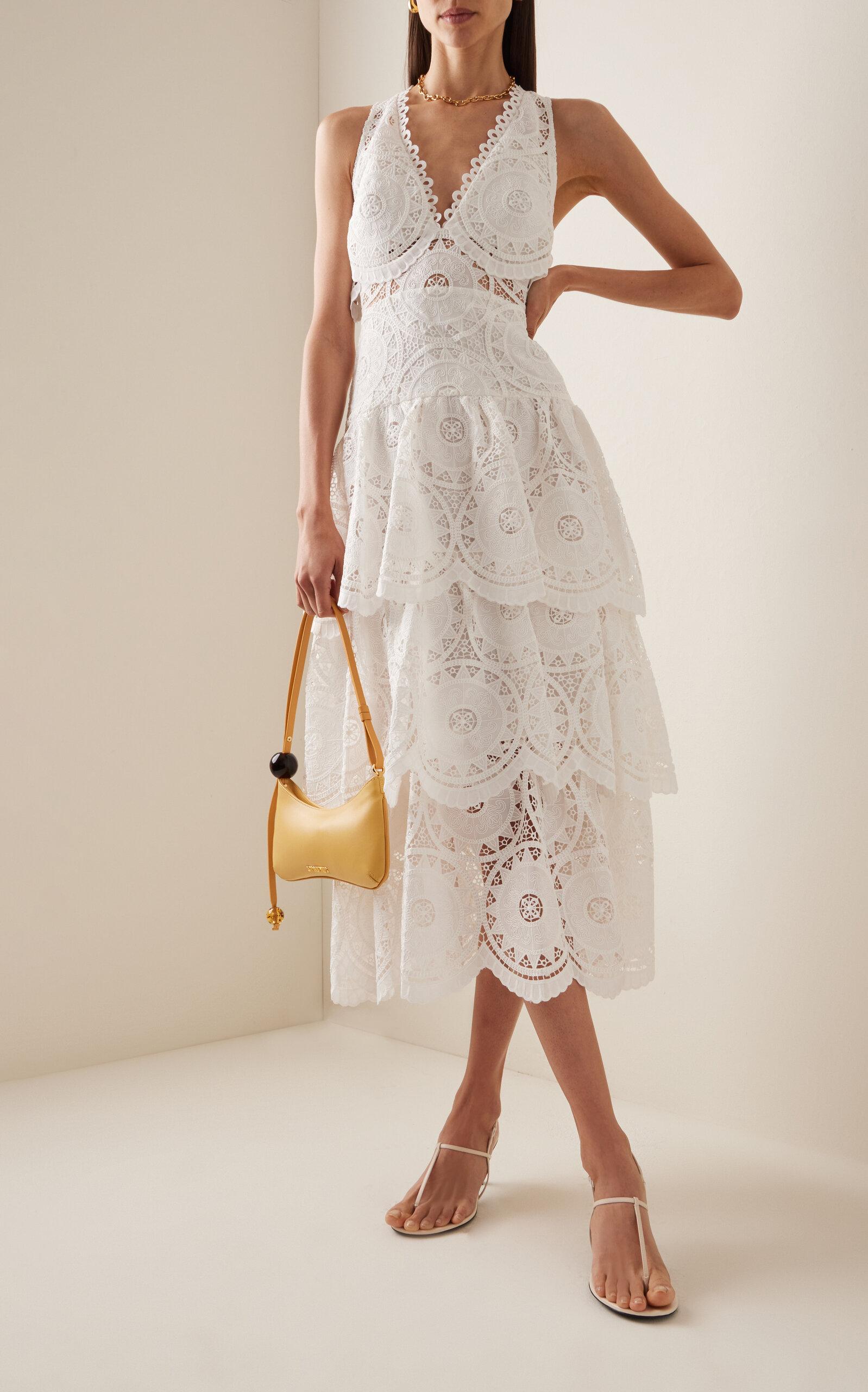 floral lace trim midi dress Mocha Floral Pleated Bodice Lace Trim Midi Dress