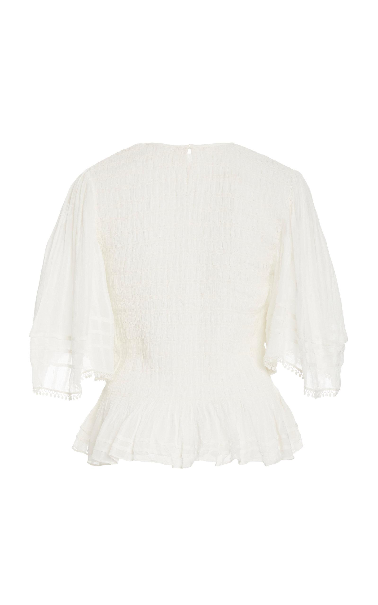 Étoile Isabel Marant Janette Smocked Lace Top in White - Lyst