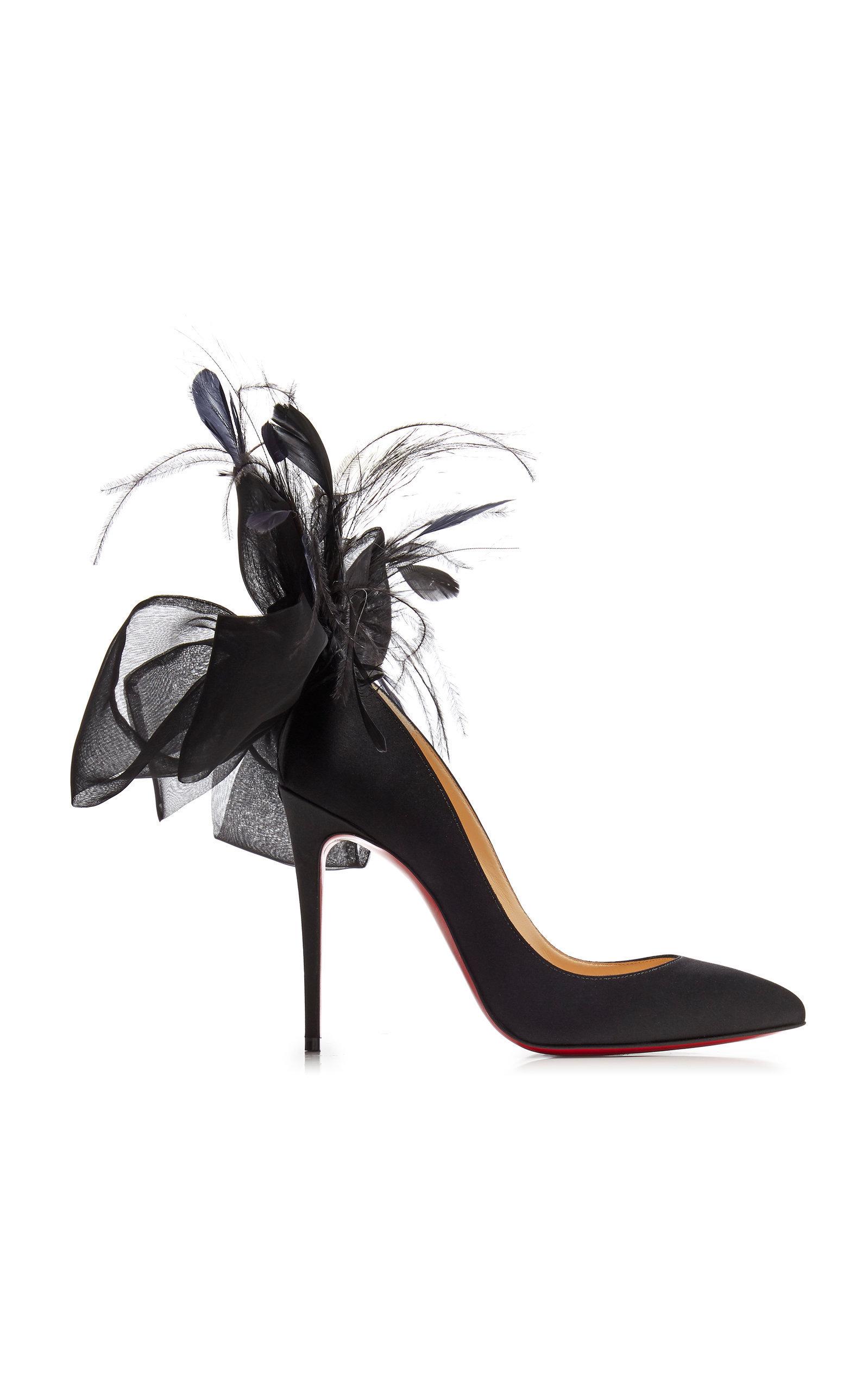 Christian Louboutin Exclusive Anemone Embellished Satin Pumps in Black |  Lyst