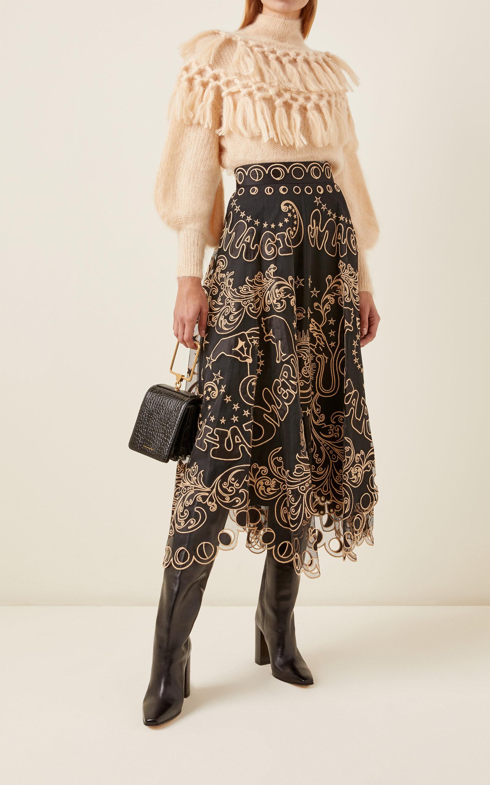 Zimmermann Ladybeetle Fortune Appliquéd Tulle Maxi Skirt in Black - Lyst