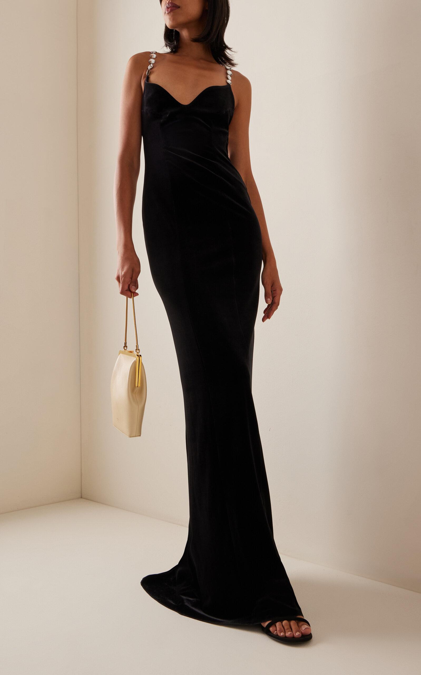 Galvan London Avedon Crystal embellished Velvet Maxi Dress in Black Lyst Canada