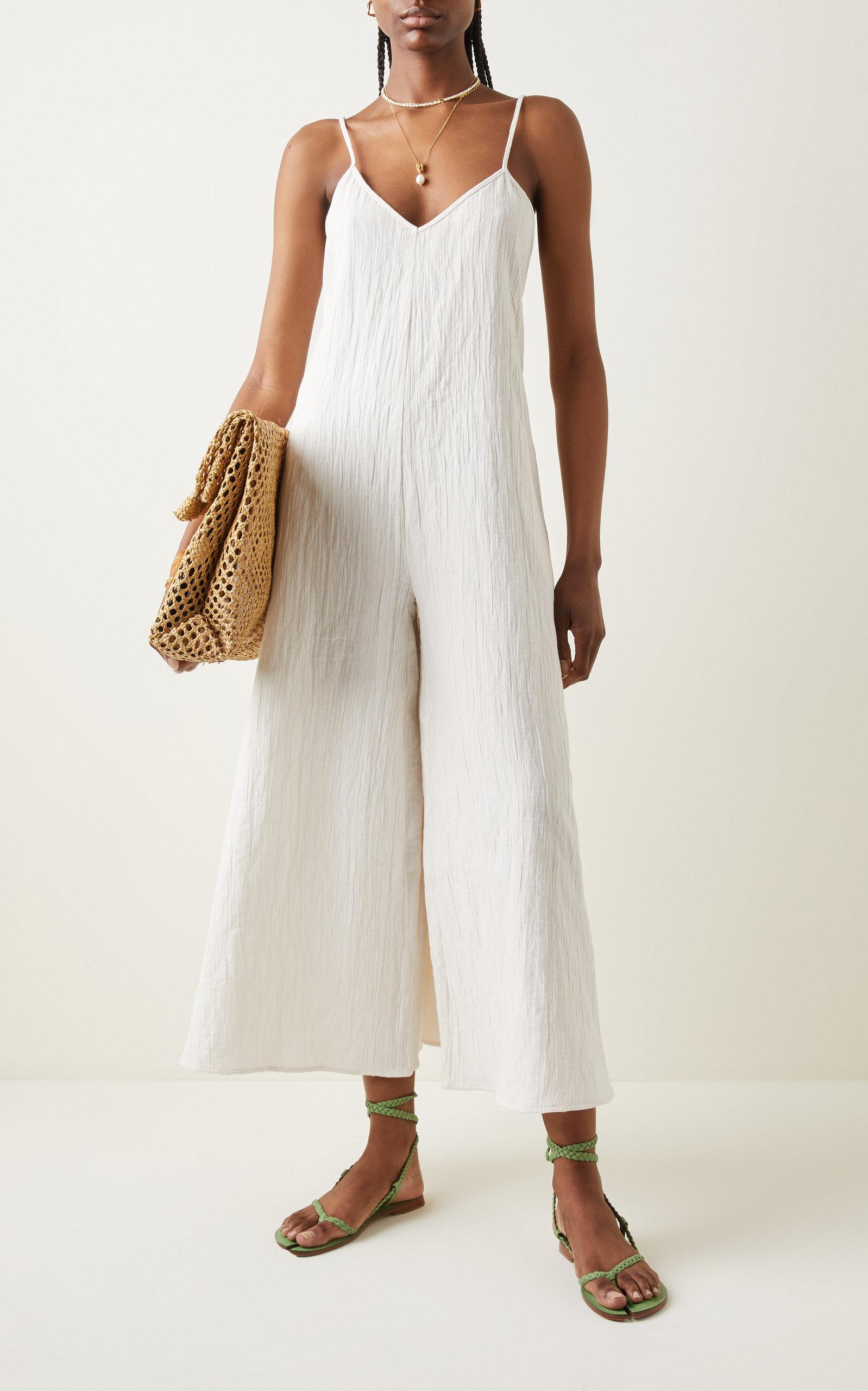 Mara Hoffman Carly Cotton And Linen-blend Jumpsuit in White | Lyst