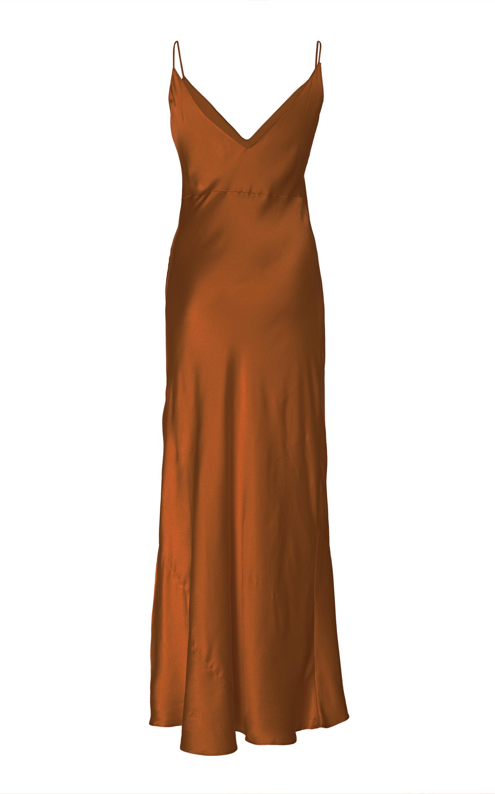 bronze silk dress