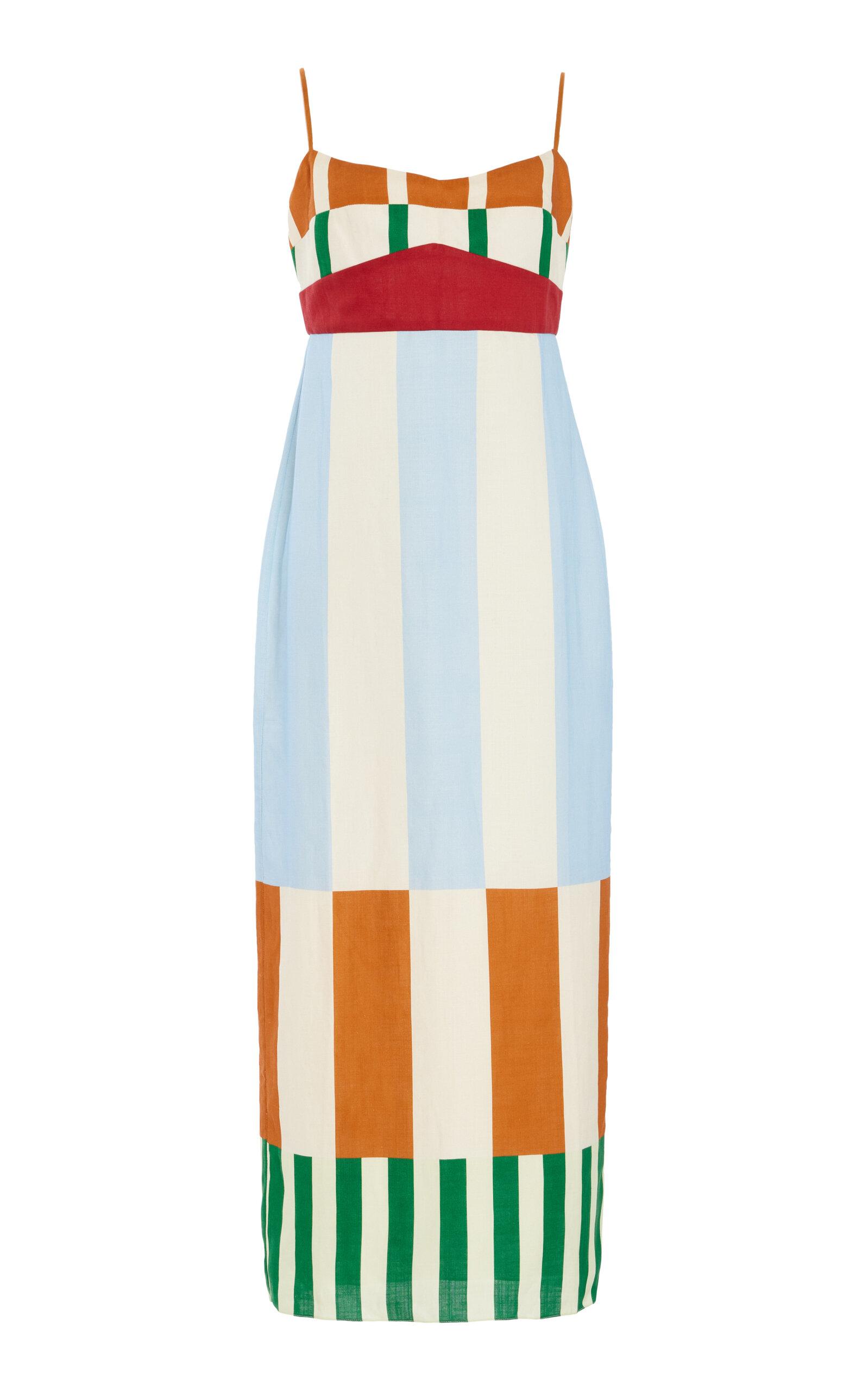 Cala De La Cruz Exclusive Paloma Linen Midi Dress in White | Lyst