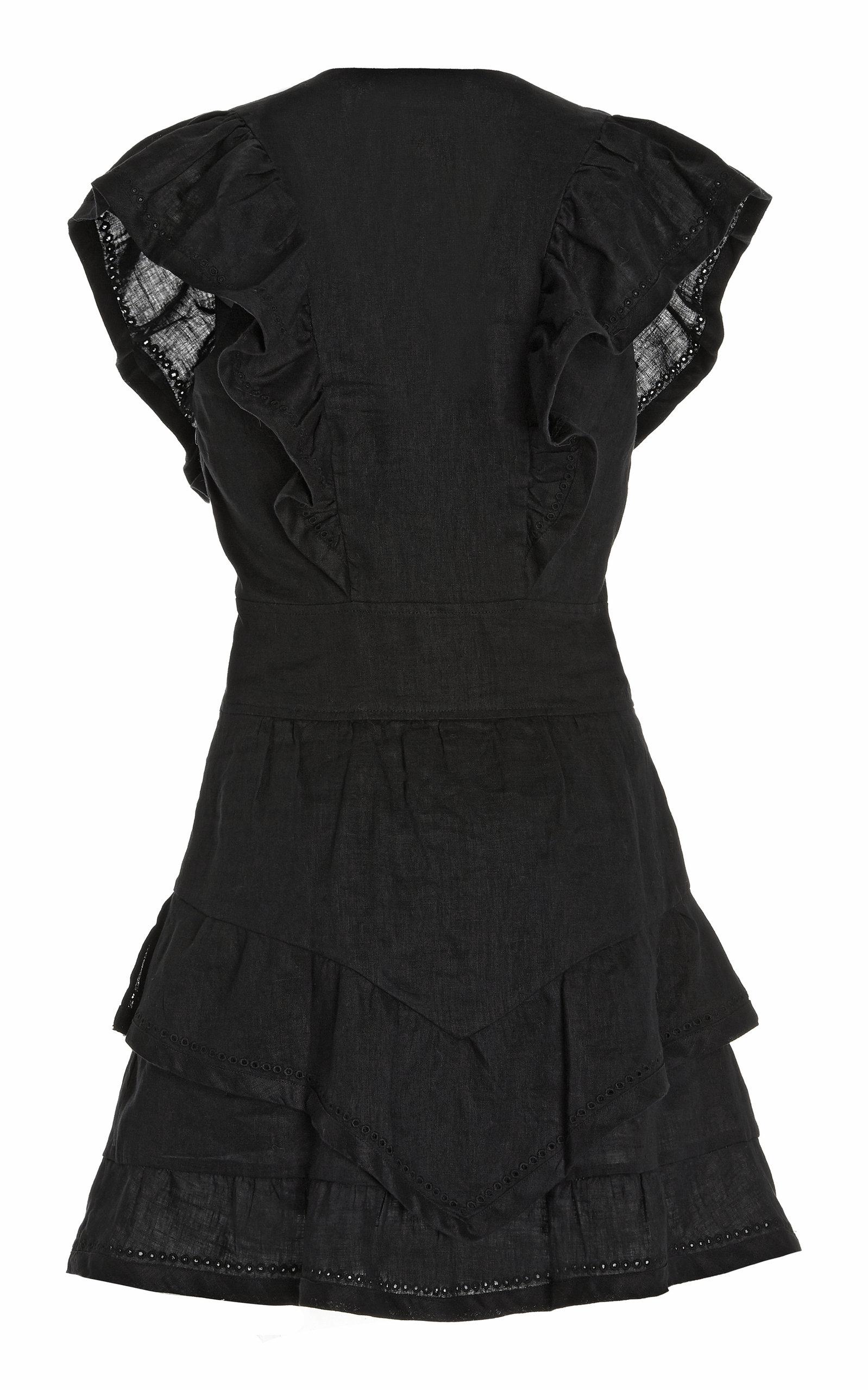 Étoile Isabel Marant Audreyo Ruffled Linen Mini Dress in Black