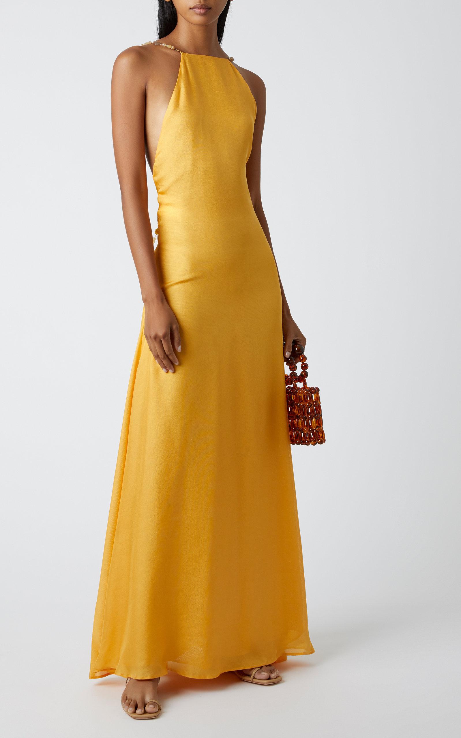 sachin and babi light blue dress Cult Gaia Claire Backless Silk Maxi Dress in Yellow