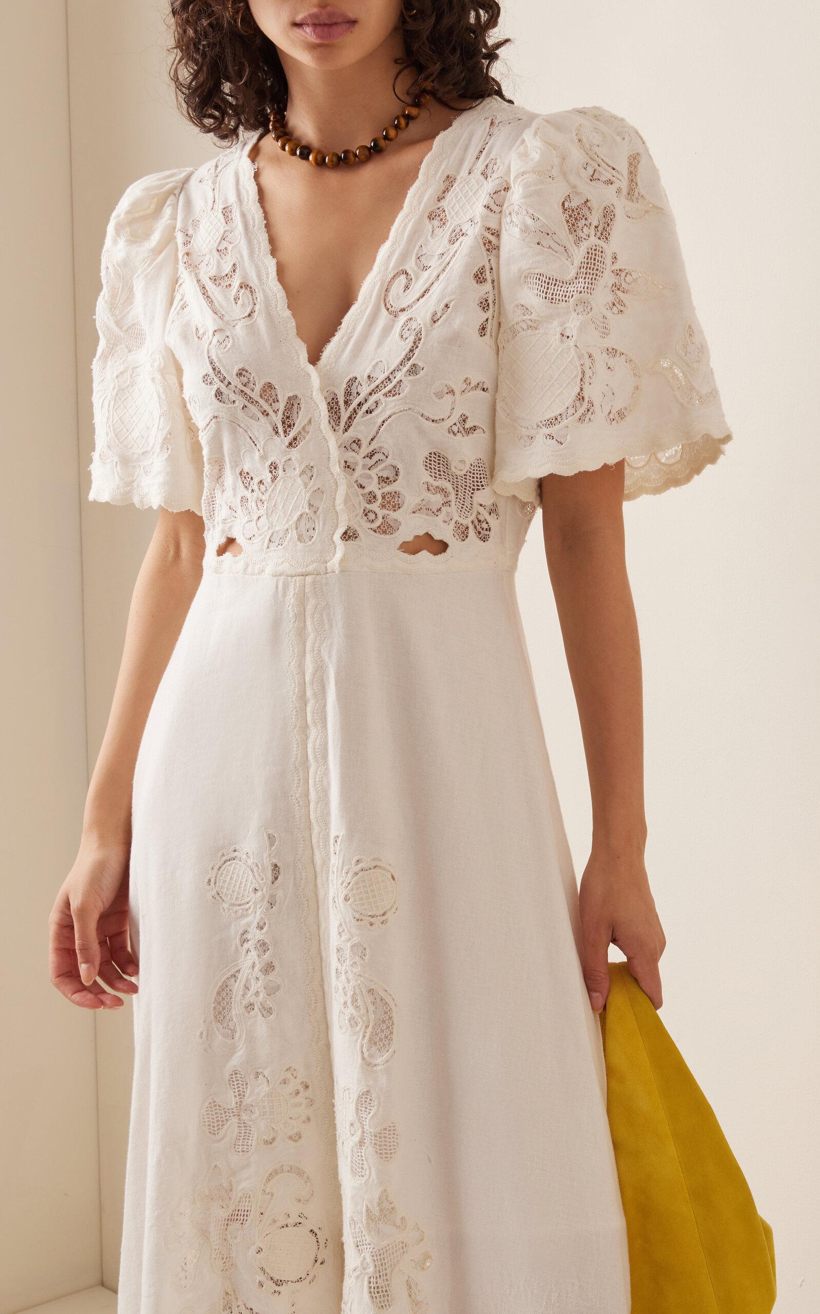 Sea Baylin Puff-sleeve Lace Dress in White Lyst UK