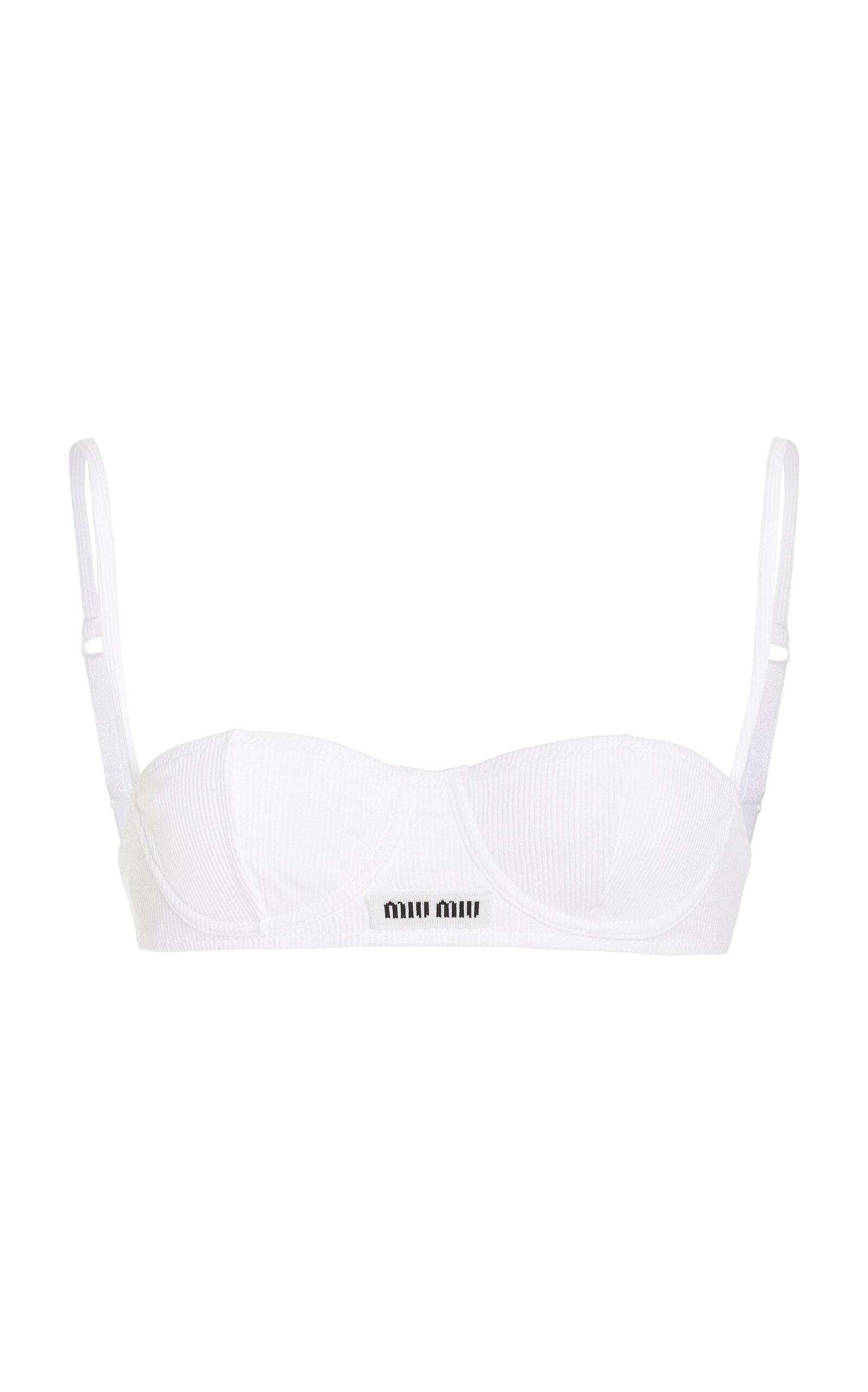 Miu Miu Ribbedknit Jersey Bra in White Lyst