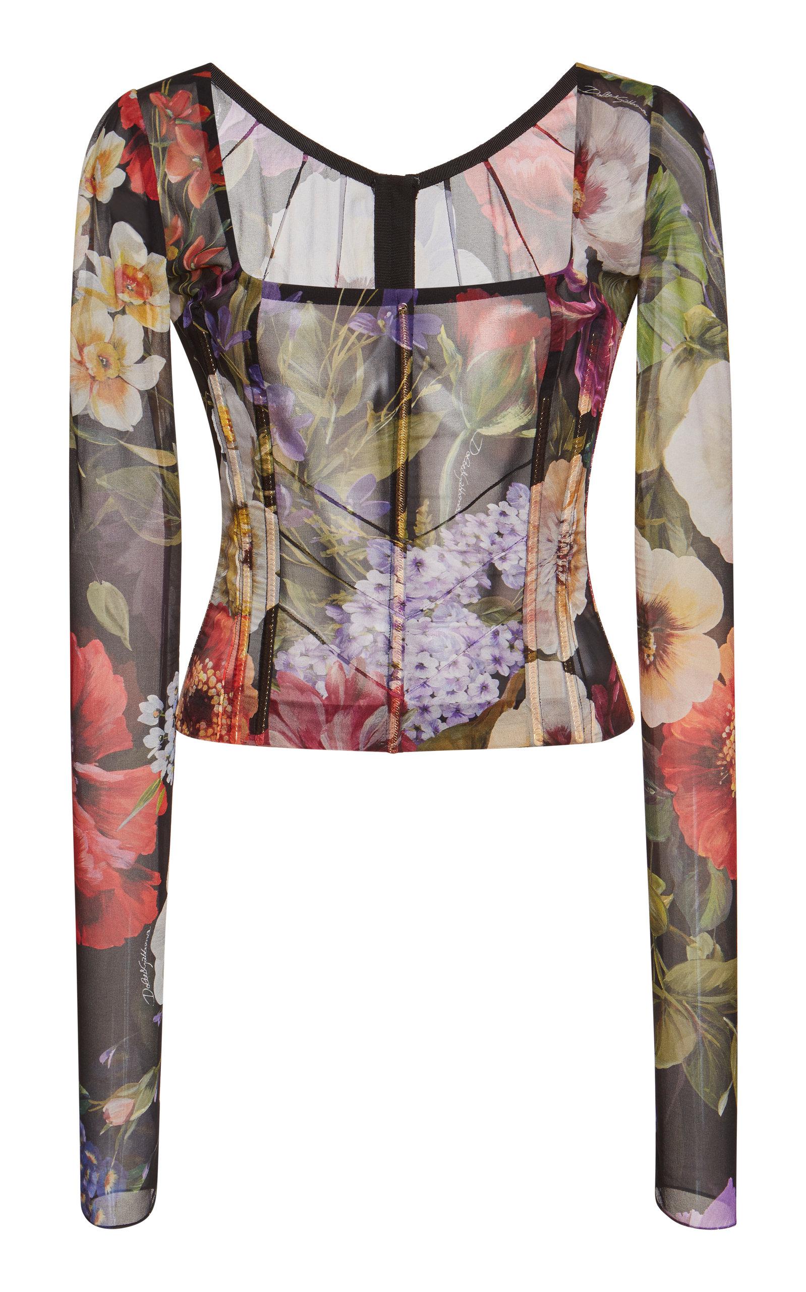 Gabbana Floral Sheer Long-sleeve 