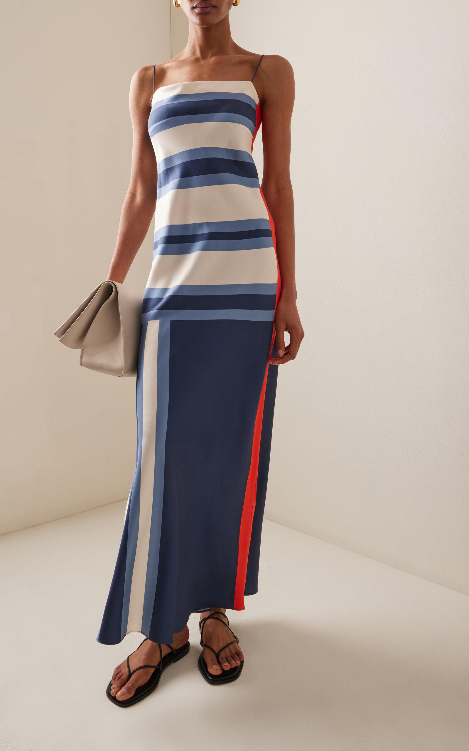 knee length dresses for ladies Orange Silk Crepe Midi Beach Dress – Lindsey Brown main image 0