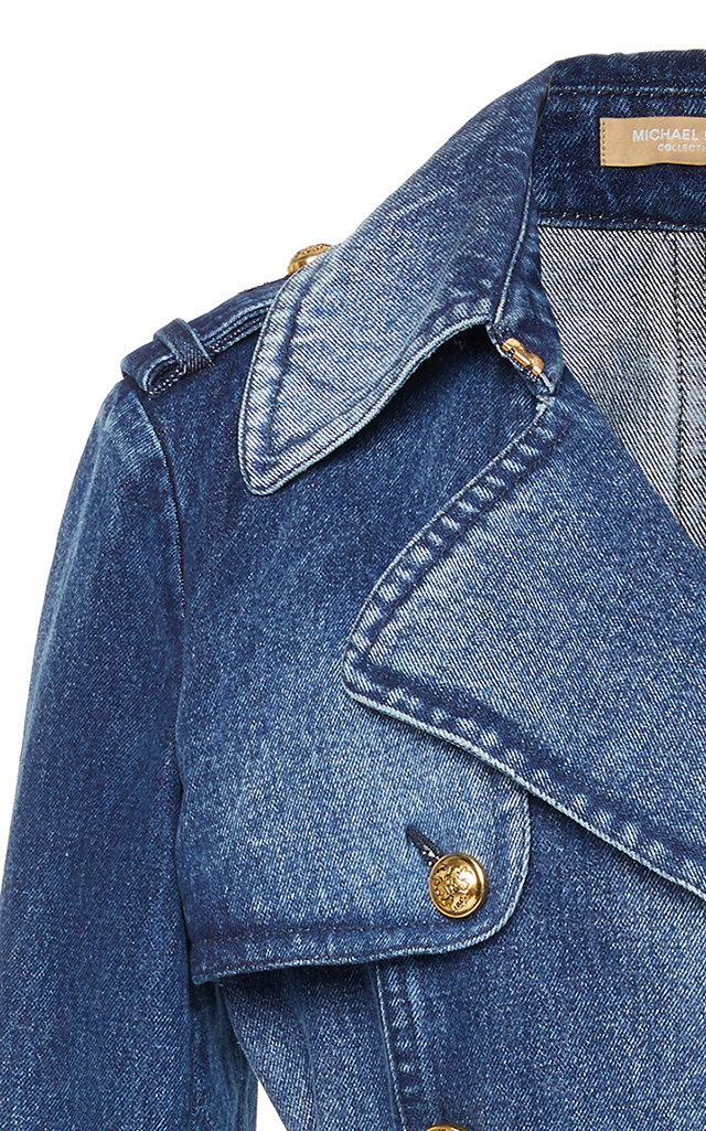 Michael Kors Denim Military Trench Coat 