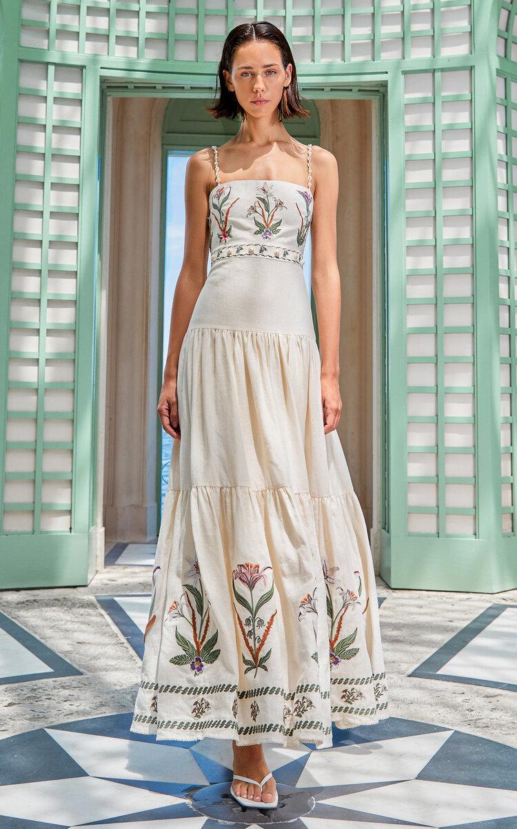 Agua Bendita Lima Embroidered Linen Maxi Dress in White | Lyst Australia Agua Bendita Lima Embroidered Linen Maxi Dress in White | Lyst Australia