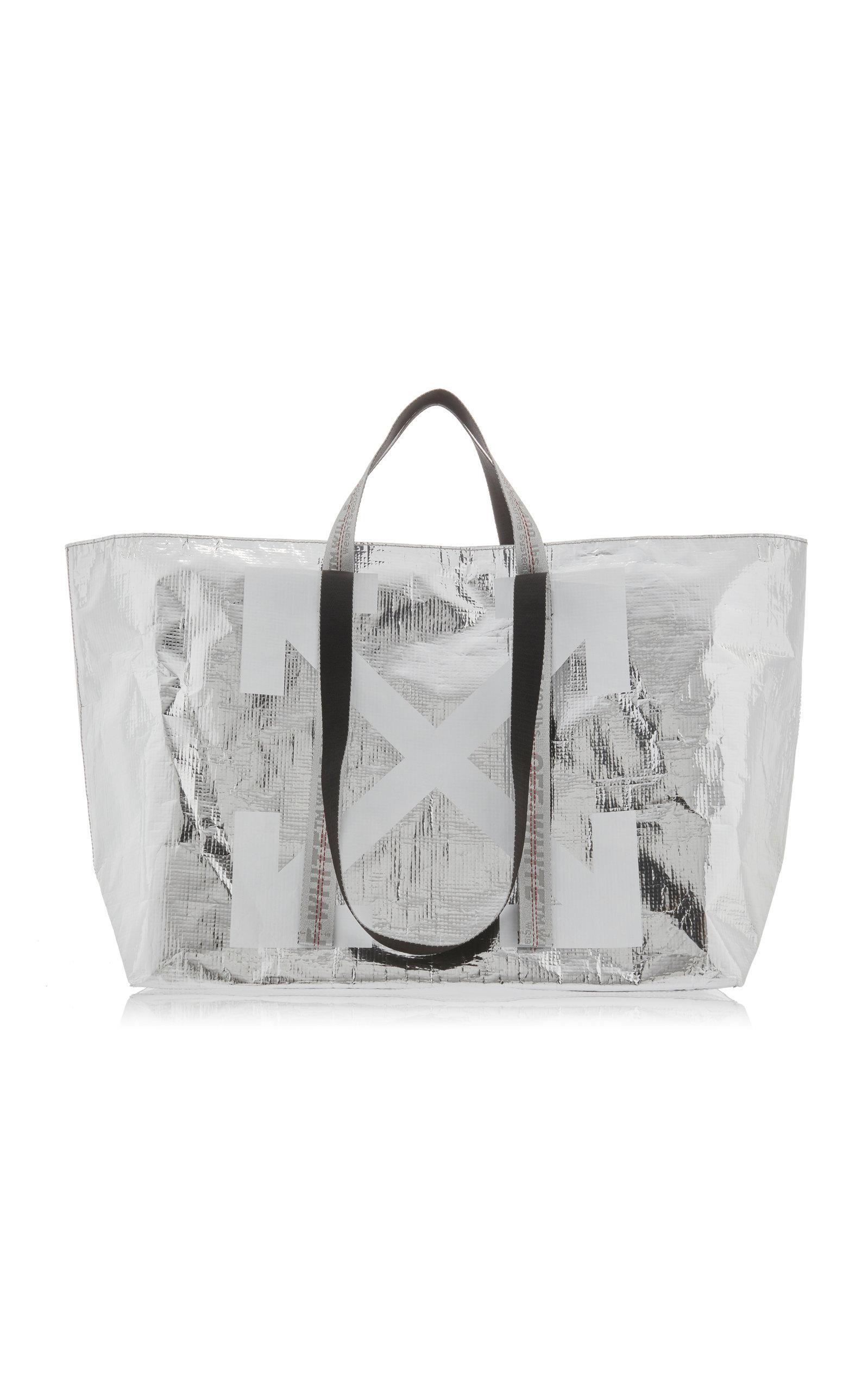 Off White c o Virgil Abloh Logo Print Metallic Tote Lyst