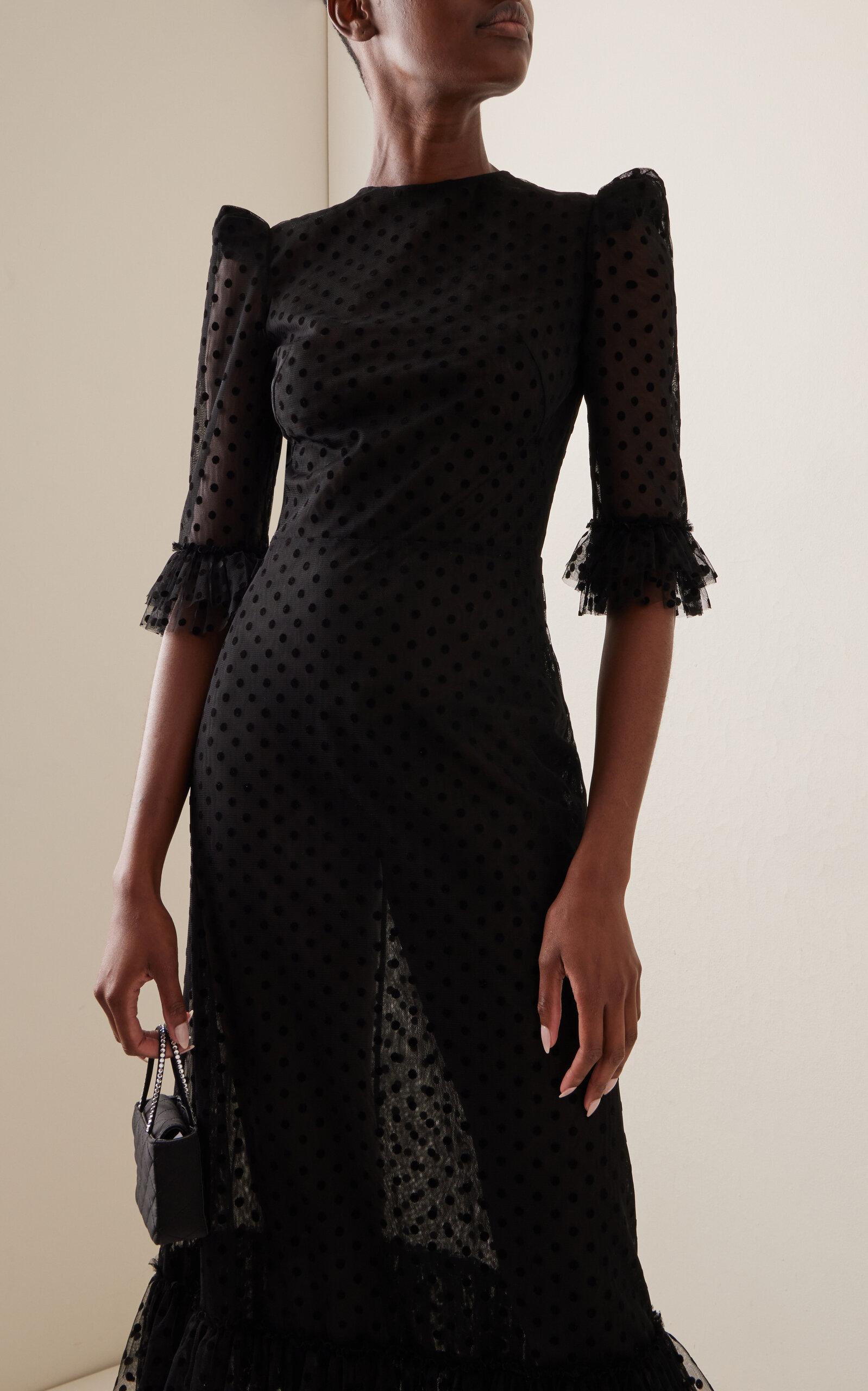 The Vampire's Wife The Cinderella Dotted Tulle Maxi Dress in Black