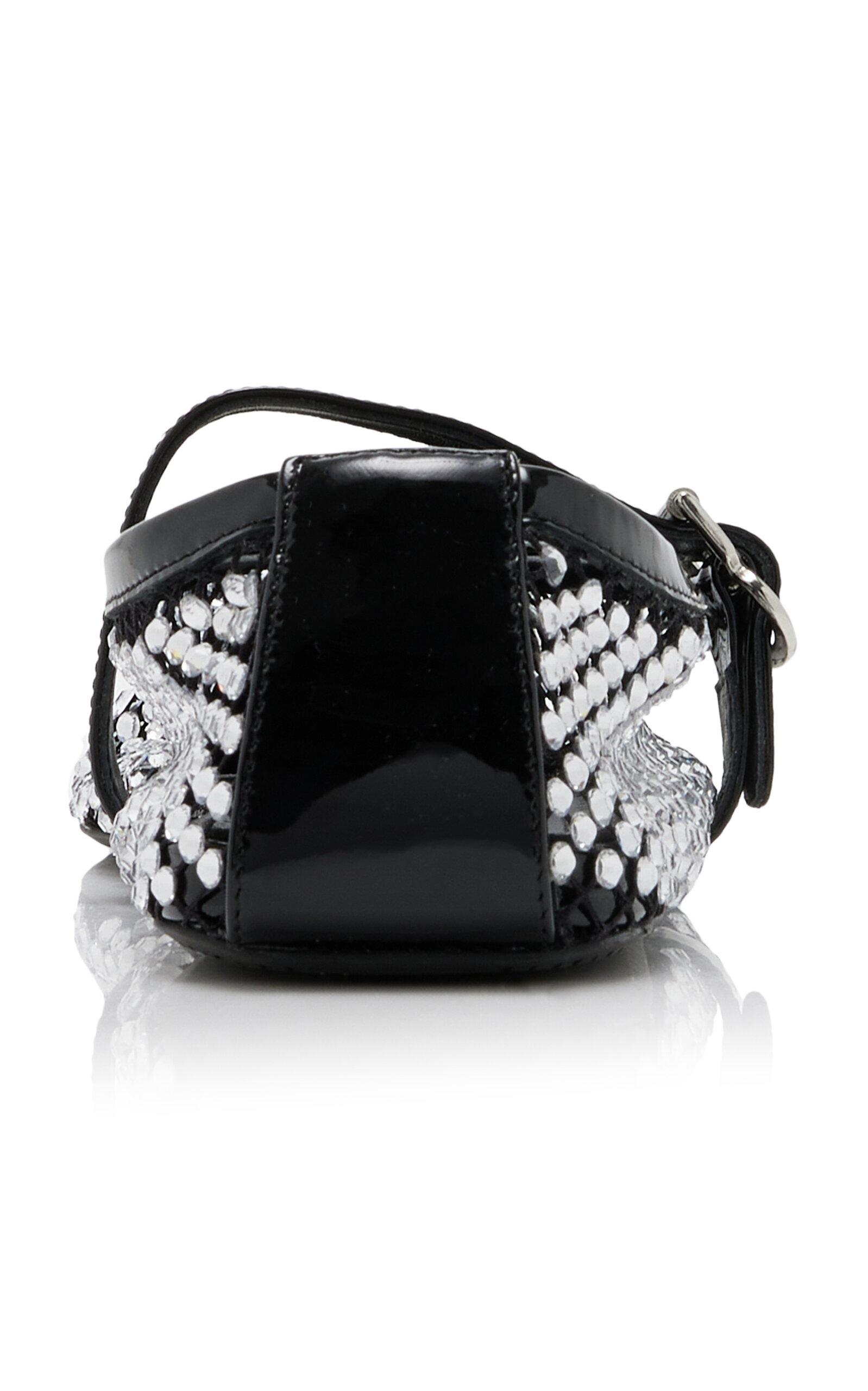 Alaïa Crystal-embellished Net Ballet Flats in Black | Lyst