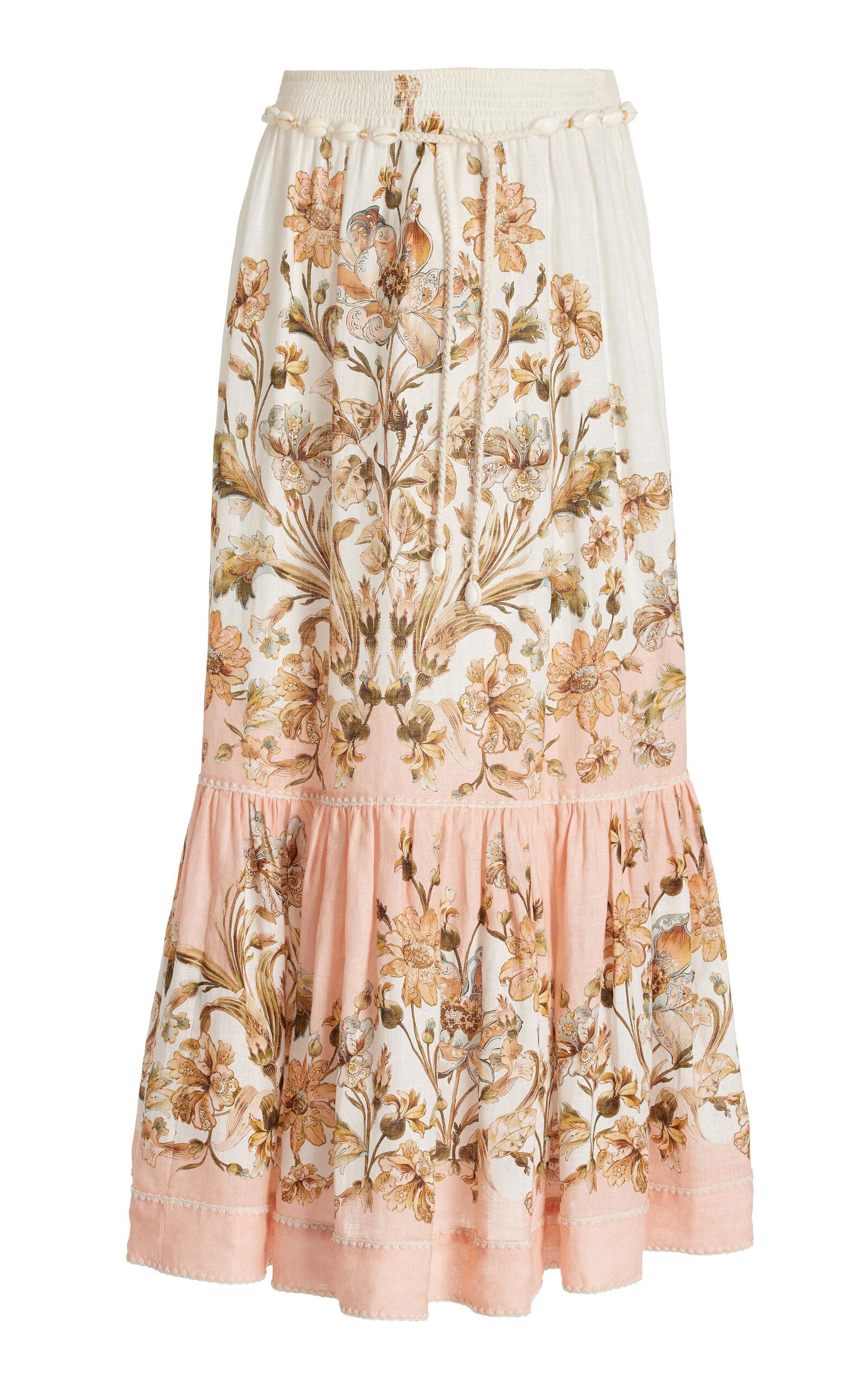 Zimmermann Chintz Tiered Maxi Skirt in Natural | Lyst Canada