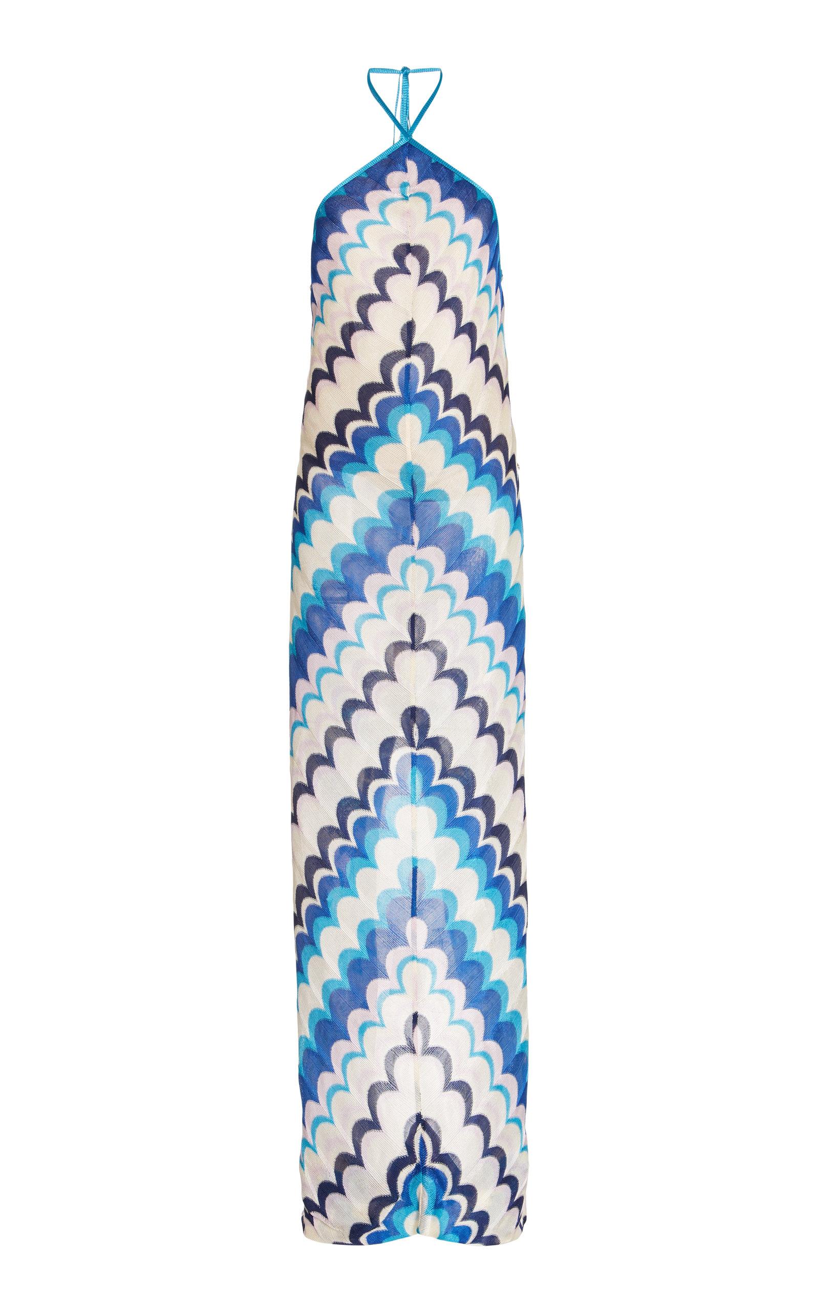 Alexis Celestine Chevron-knit Maxi Halter Dress in Blue | Lyst